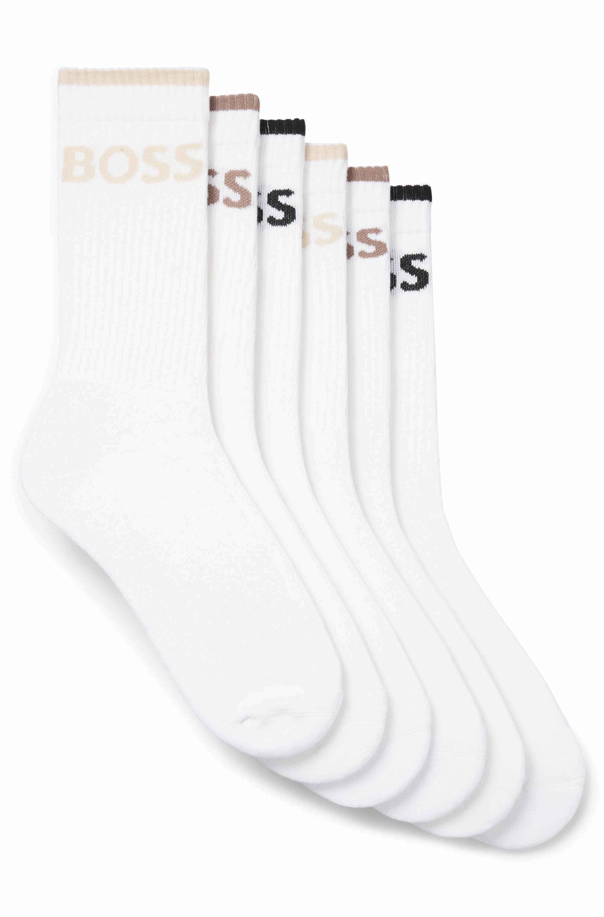 Six-pack of ribbed short socks in a cotton blend
