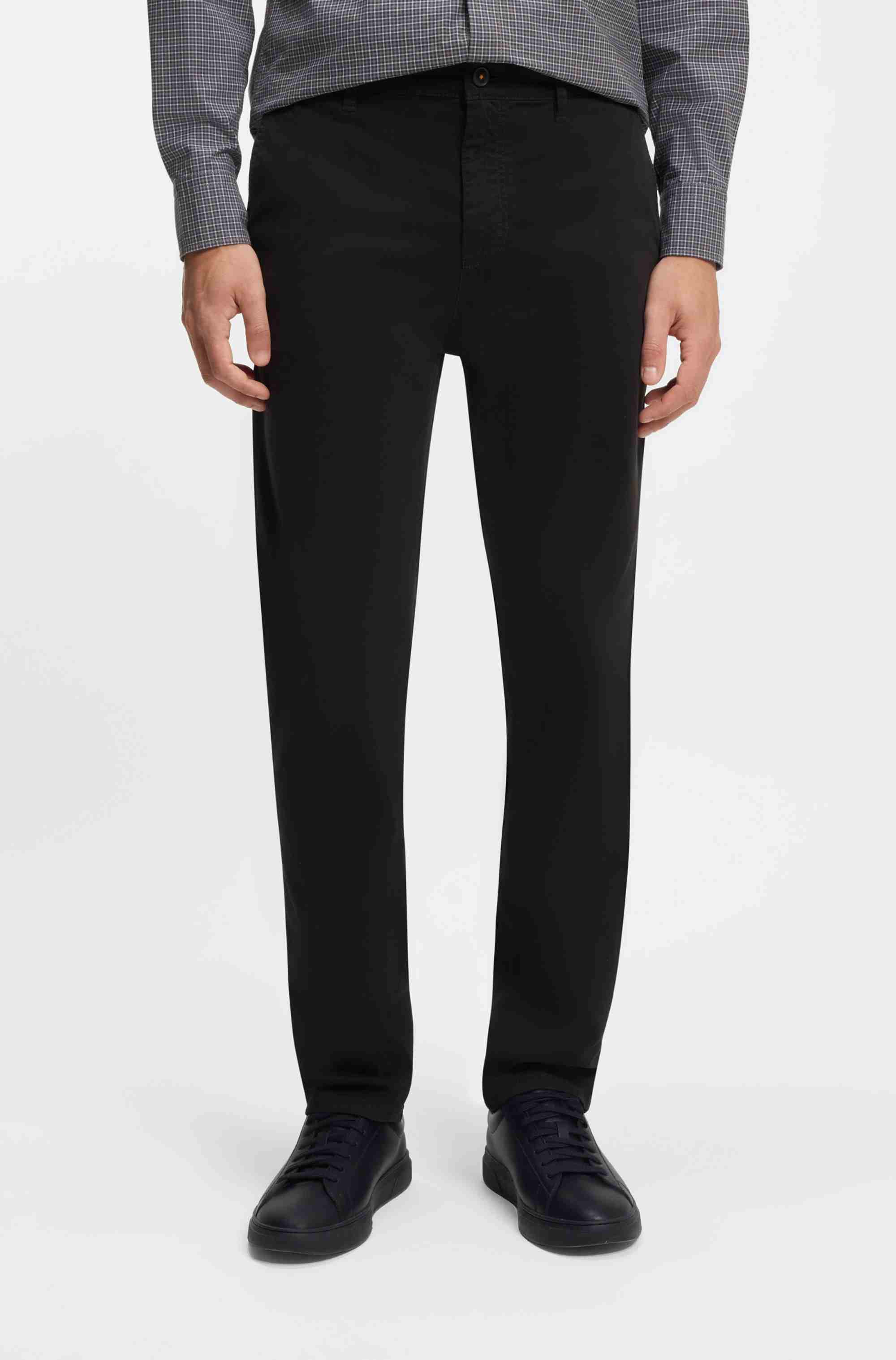 Tapered-fit chinos in stretch-cotton satin