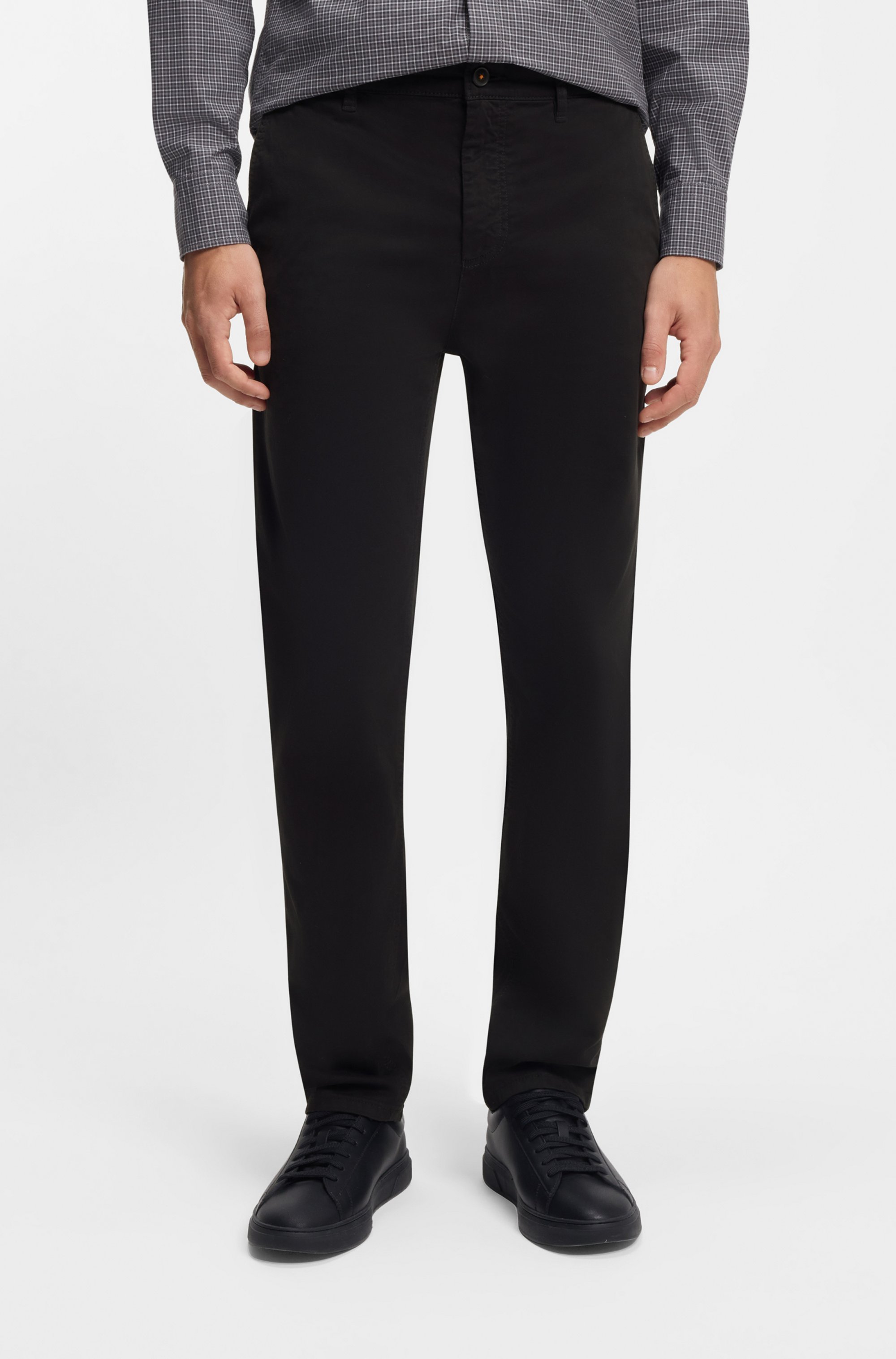 Tapered-fit chinos in stretch-cotton satin