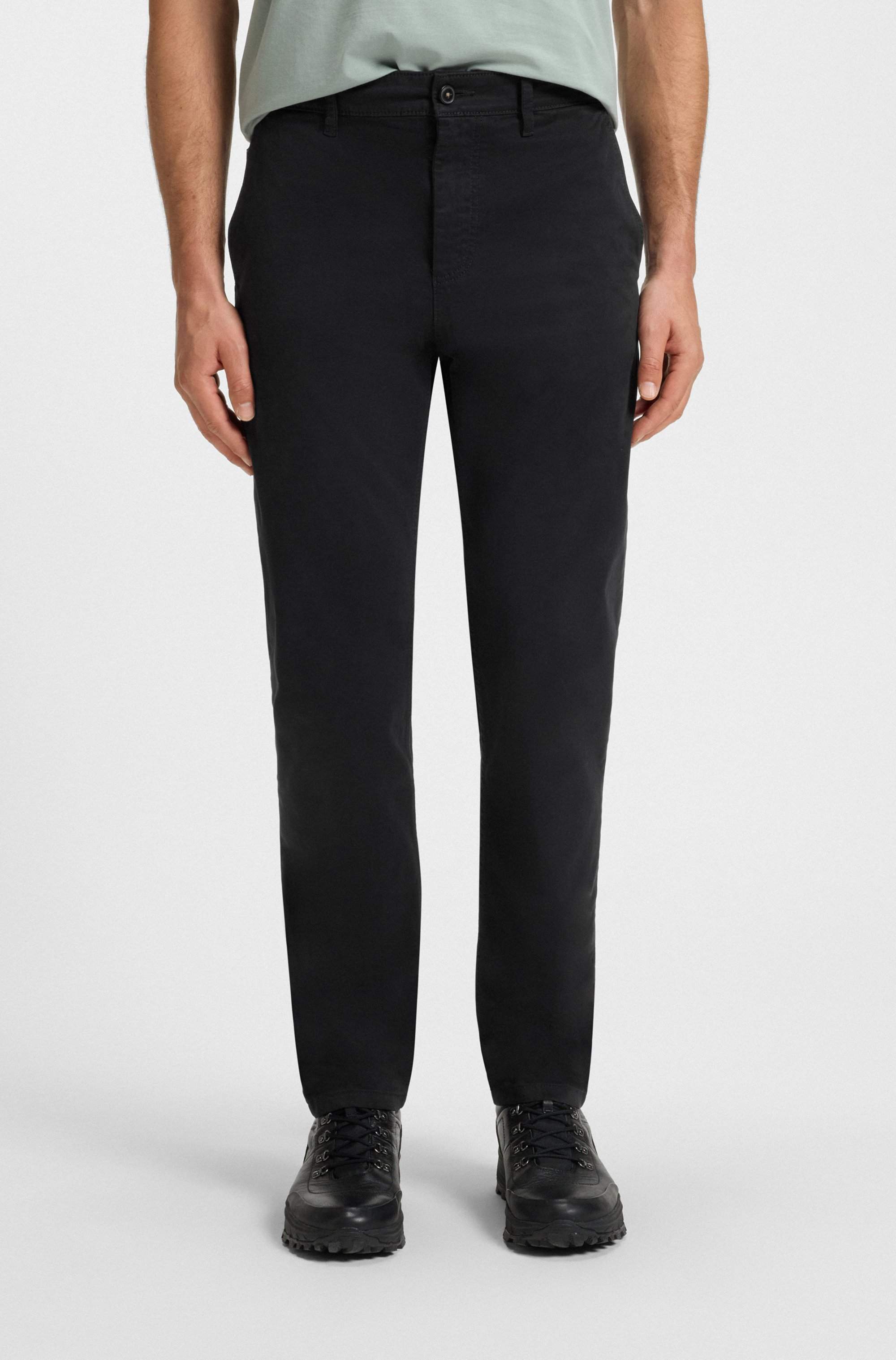 Tapered-fit chinos in stretch-cotton satin