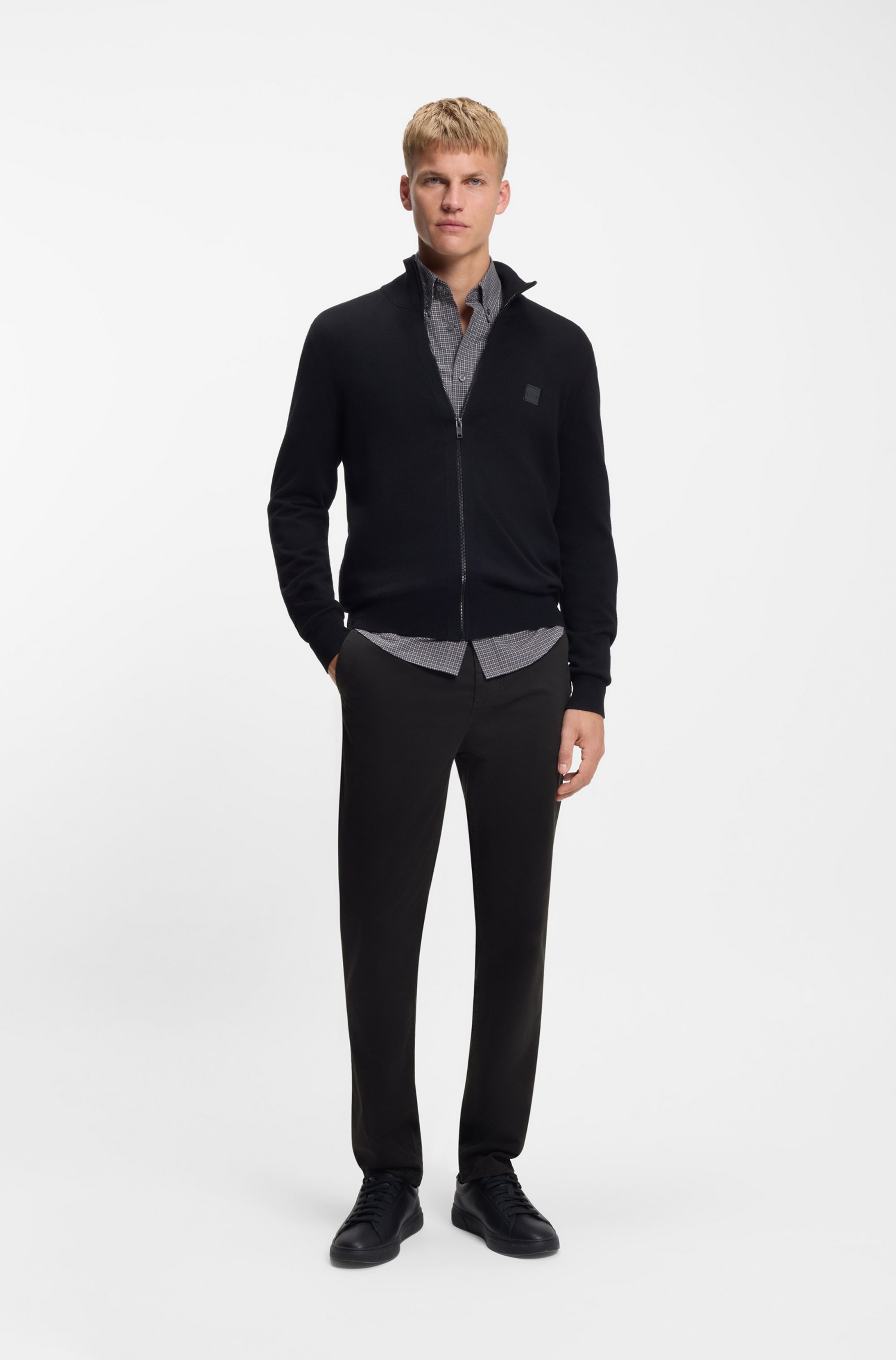 Tapered-fit chinos in stretch-cotton satin