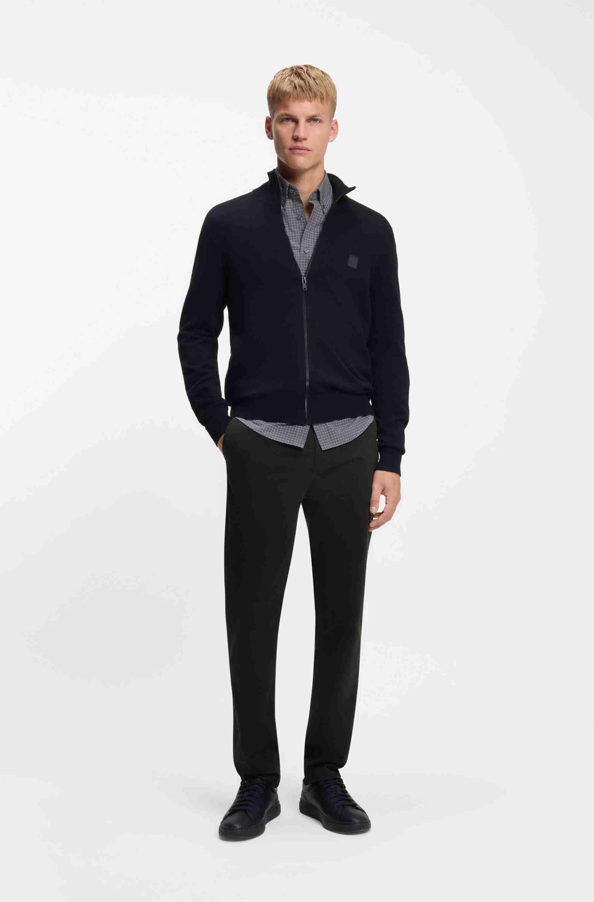 Tapered-fit chinos in stretch-cotton satin