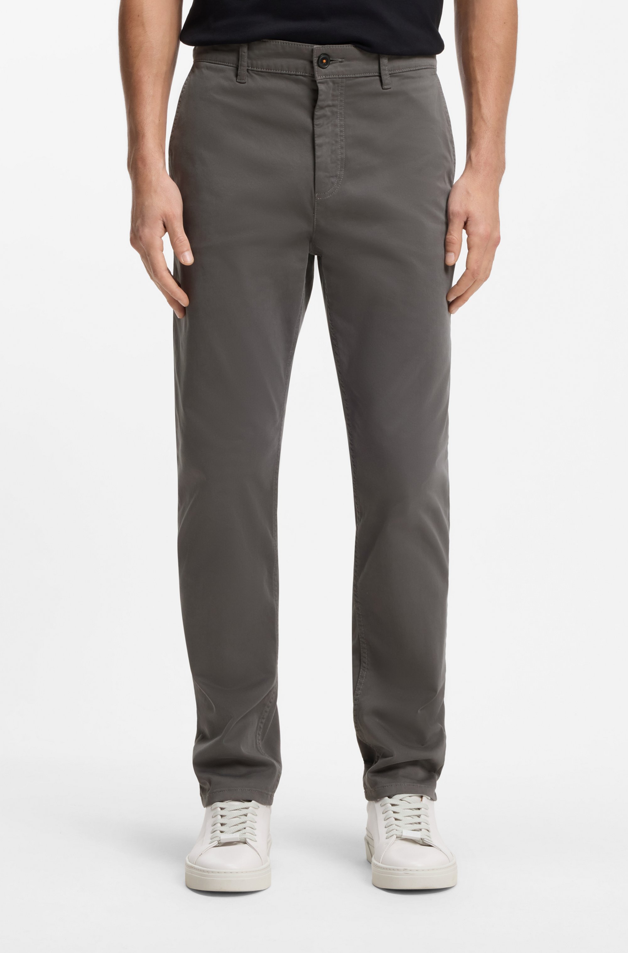 Tapered-fit chinos in stretch-cotton satin