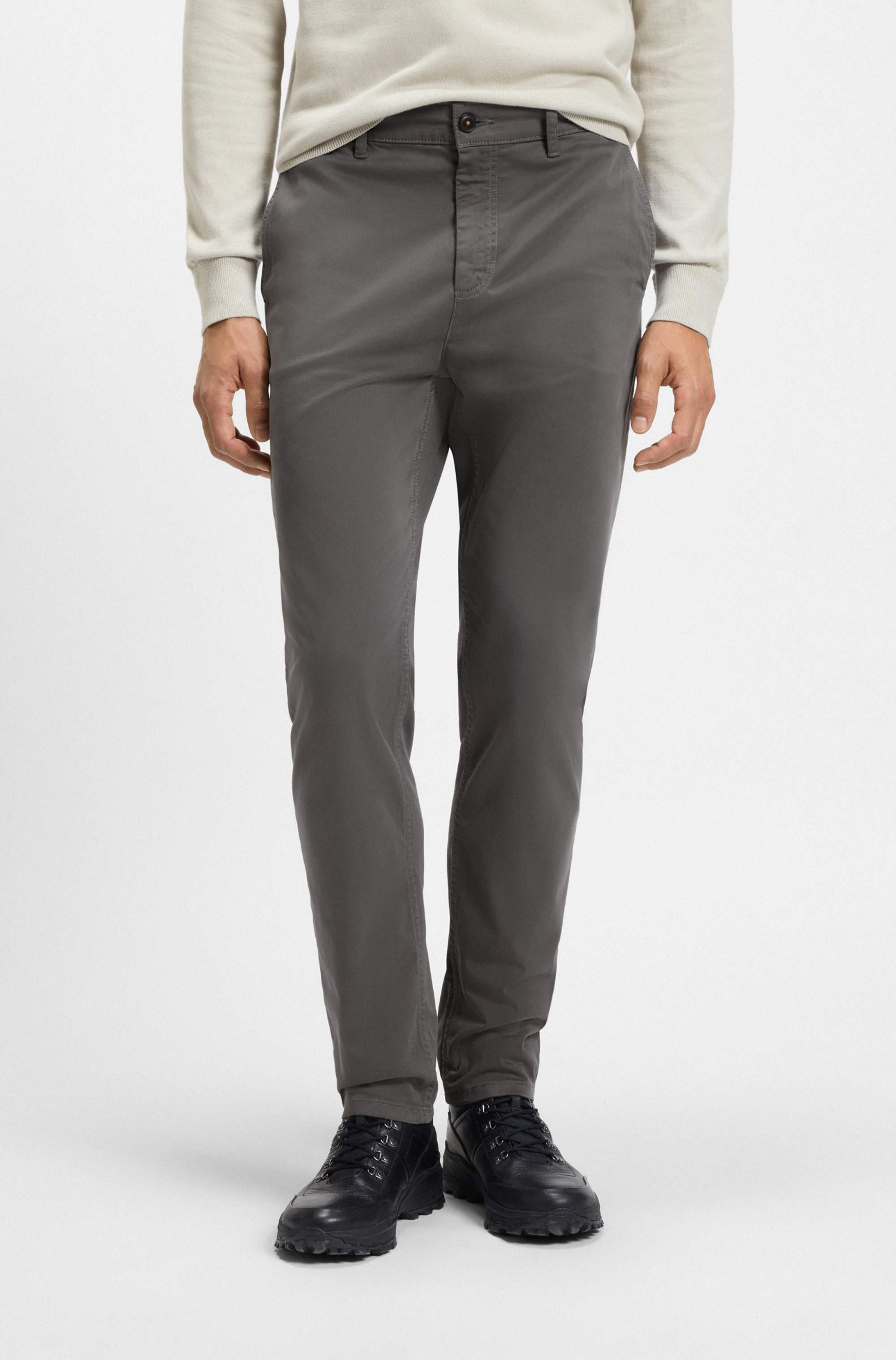 Tapered-fit chinos in stretch-cotton satin