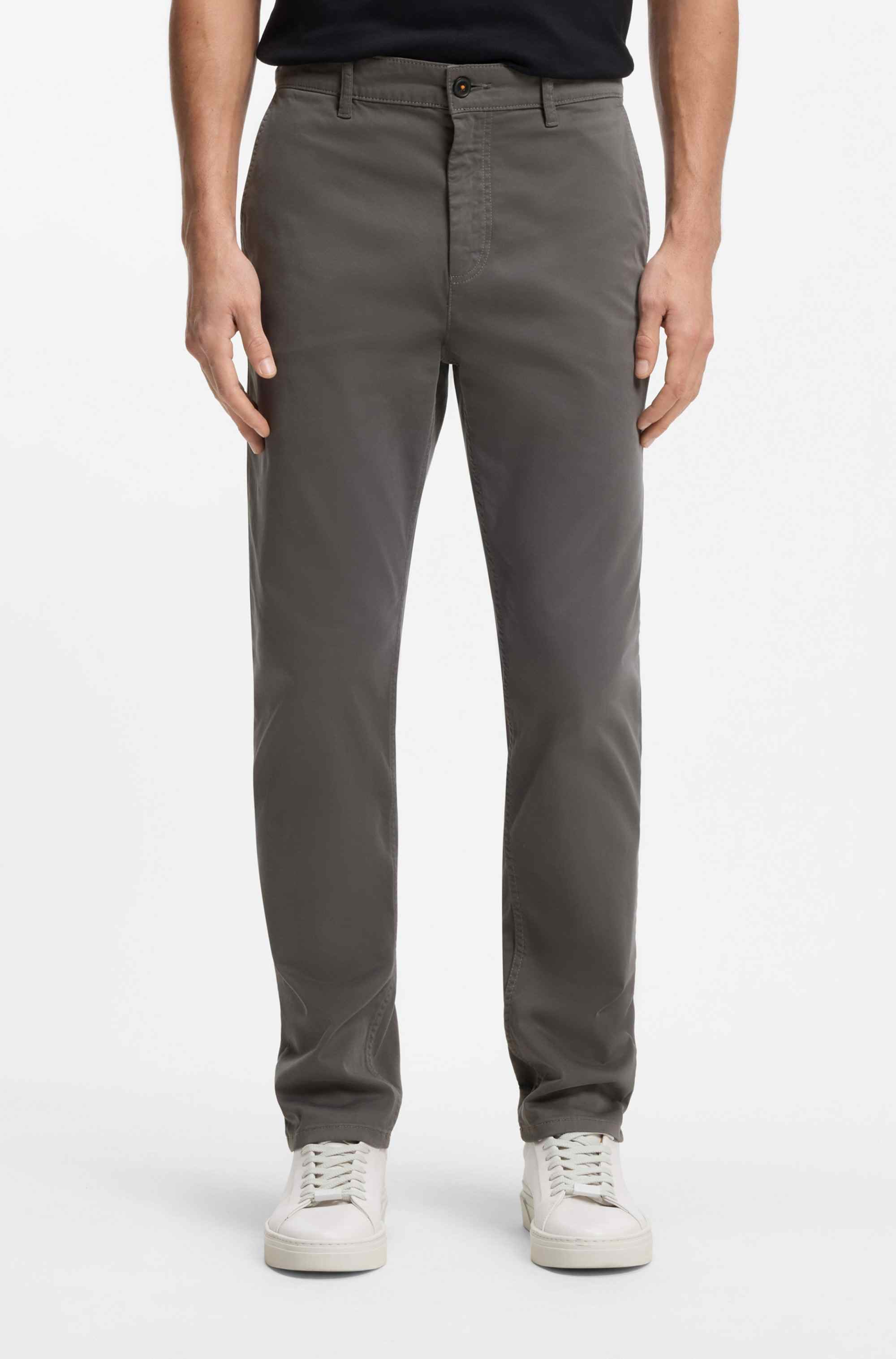 Tapered-fit chinos in stretch-cotton satin