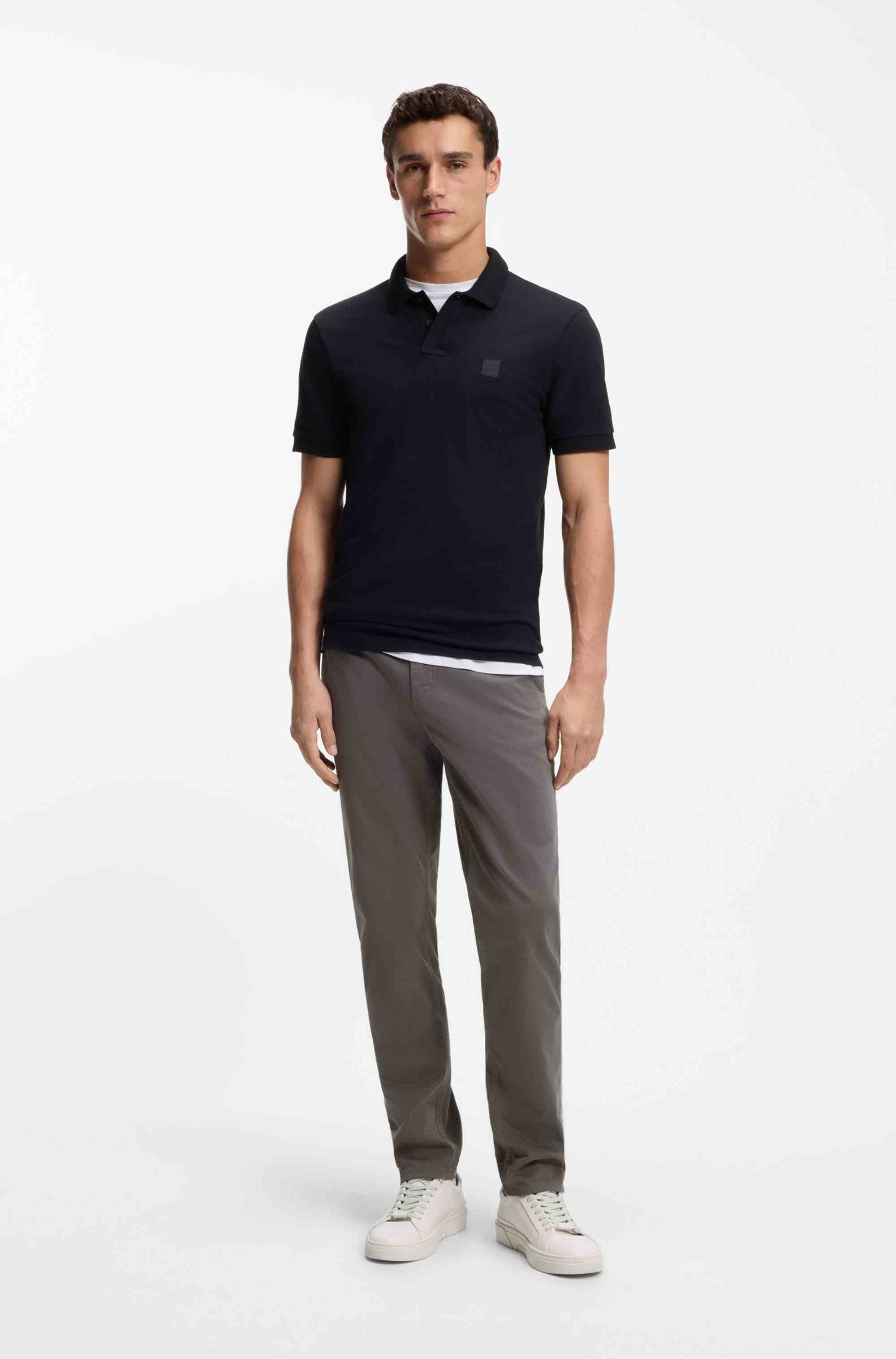 Tapered-fit chinos in stretch-cotton satin