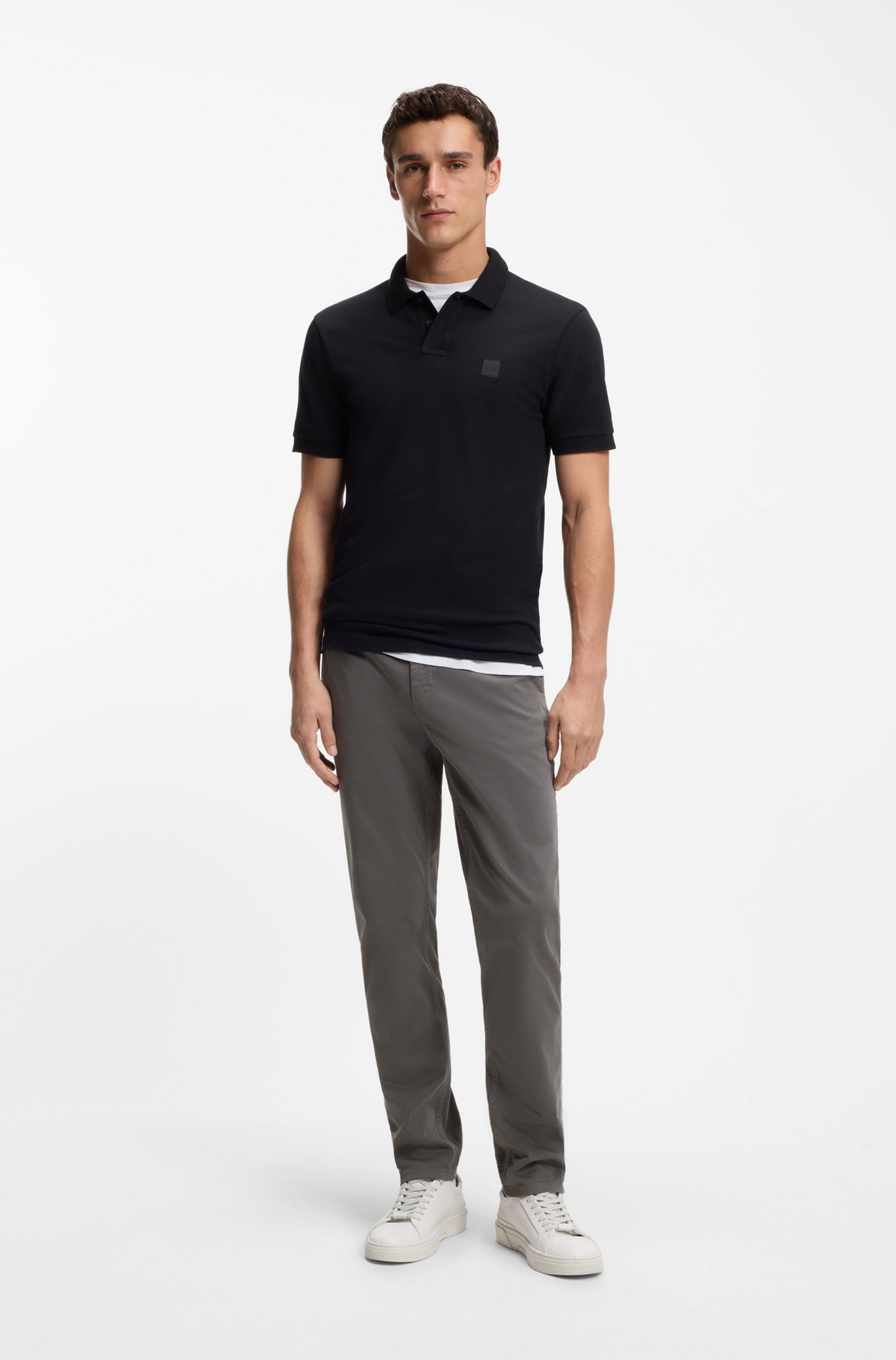 Tapered-fit chinos in stretch-cotton satin
