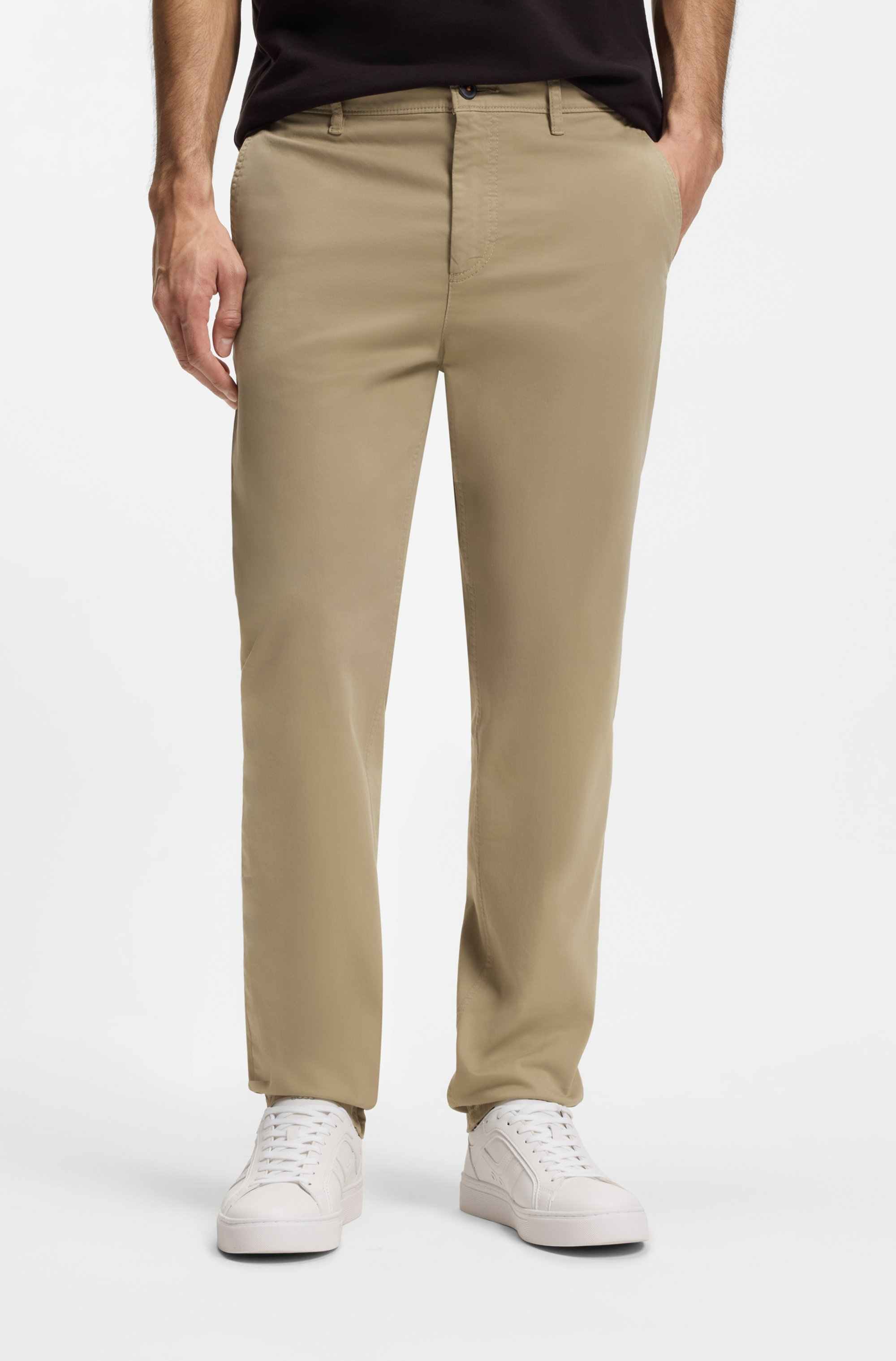Tapered-fit chinos in stretch-cotton satin