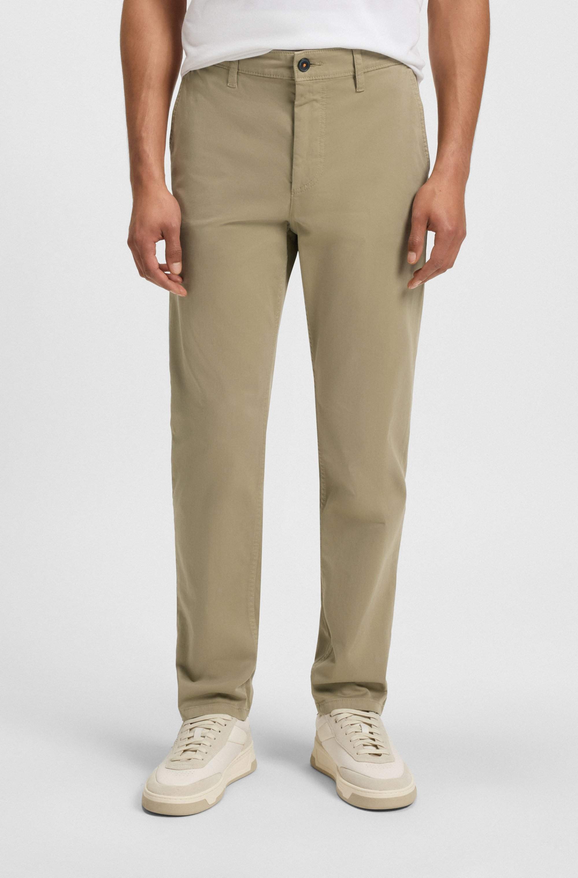 Tapered-fit chinos in stretch-cotton satin