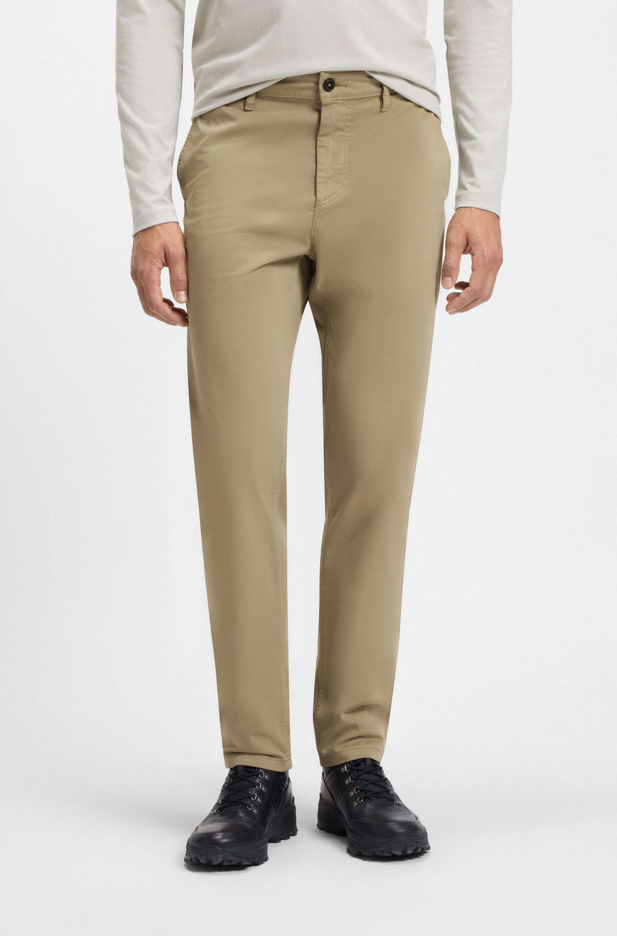 Tapered-fit chinos in stretch-cotton satin