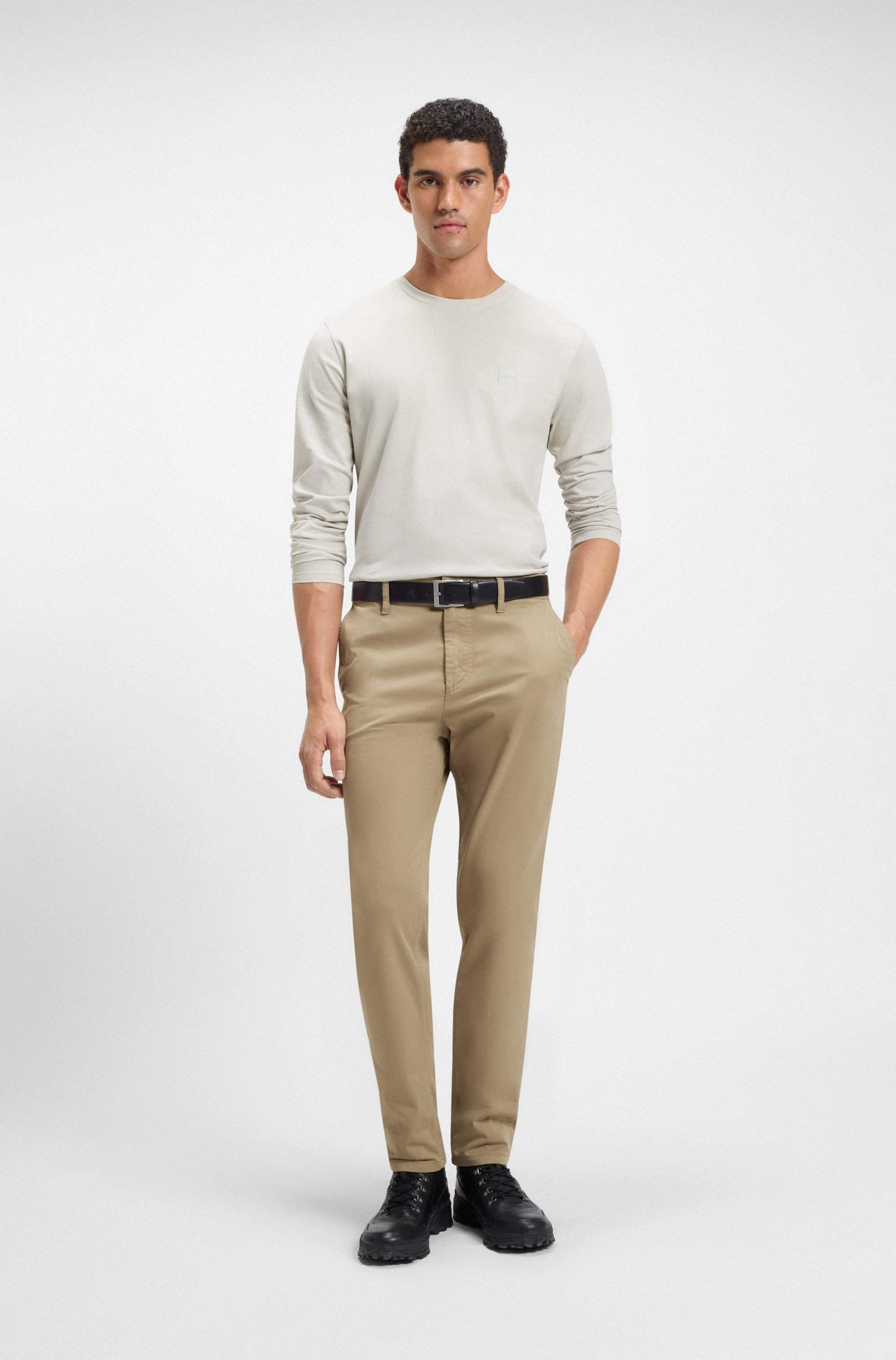 Tapered-fit chinos in stretch-cotton satin