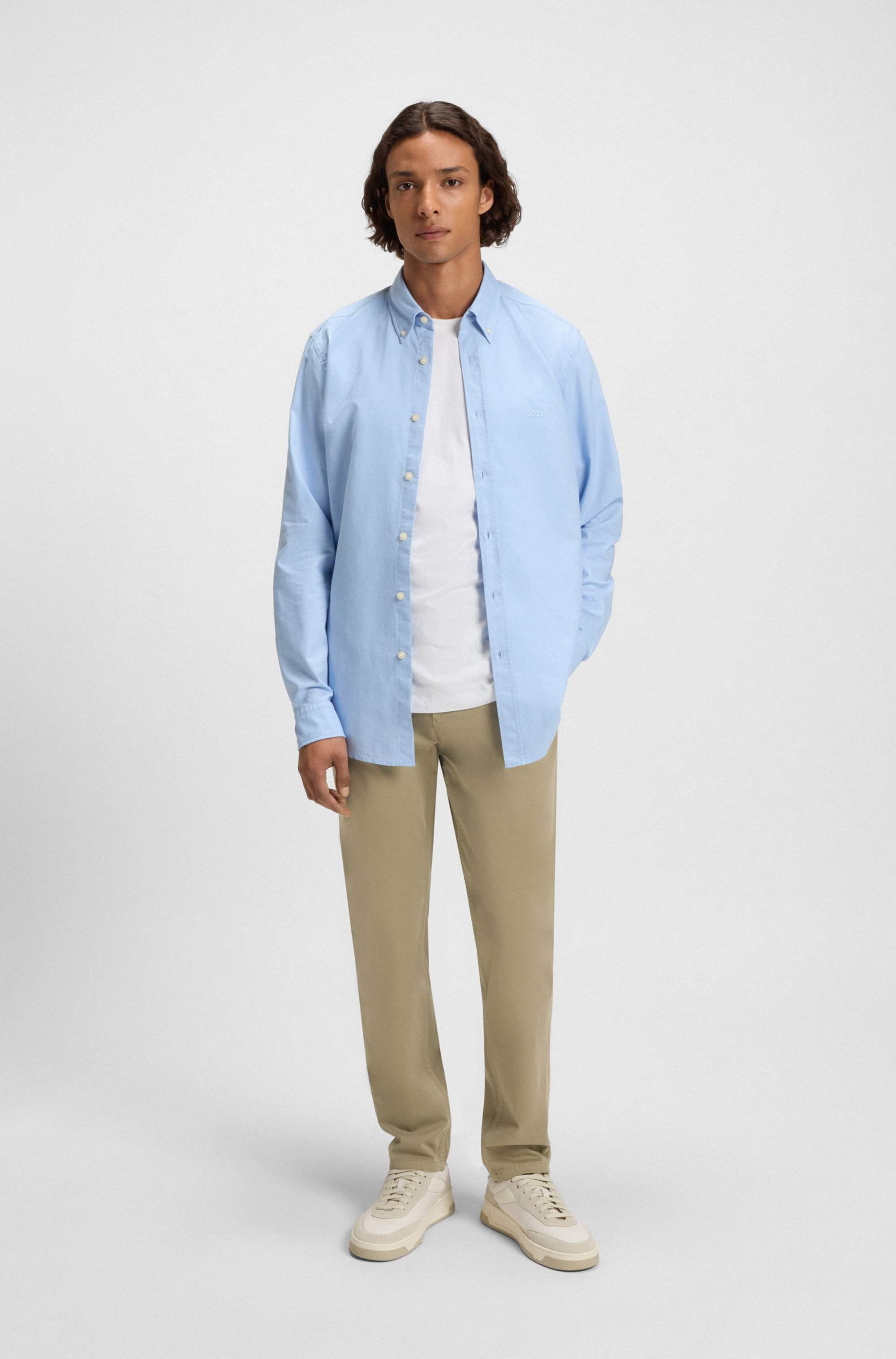 Tapered-fit chinos in stretch-cotton satin