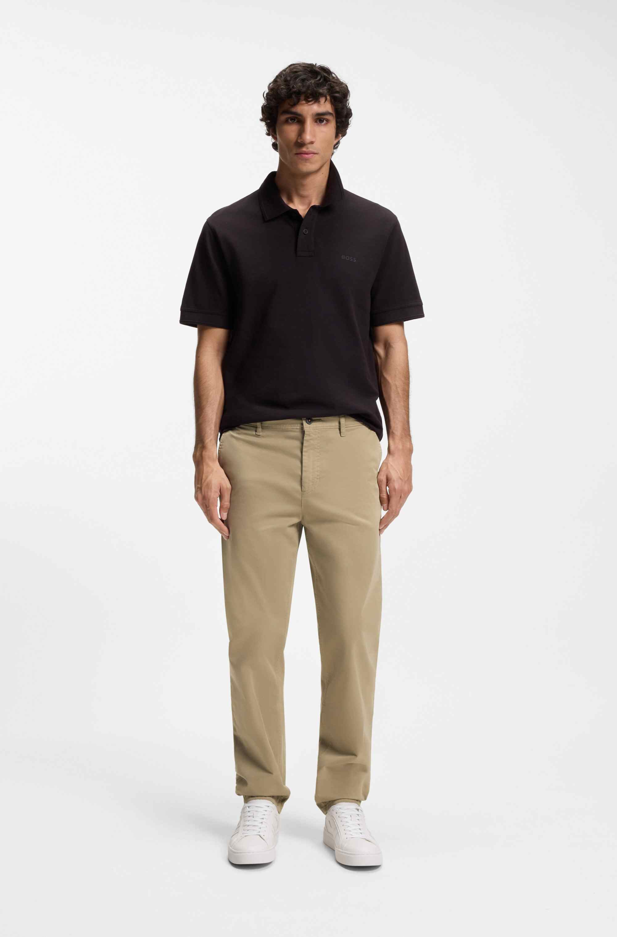 Tapered-fit chinos in stretch-cotton satin
