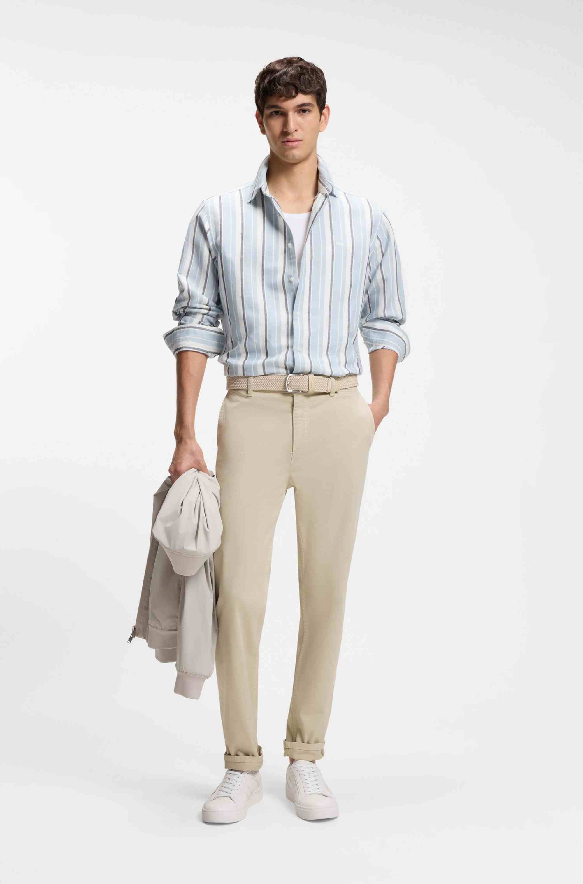 Tapered-fit chinos in stretch-cotton satin