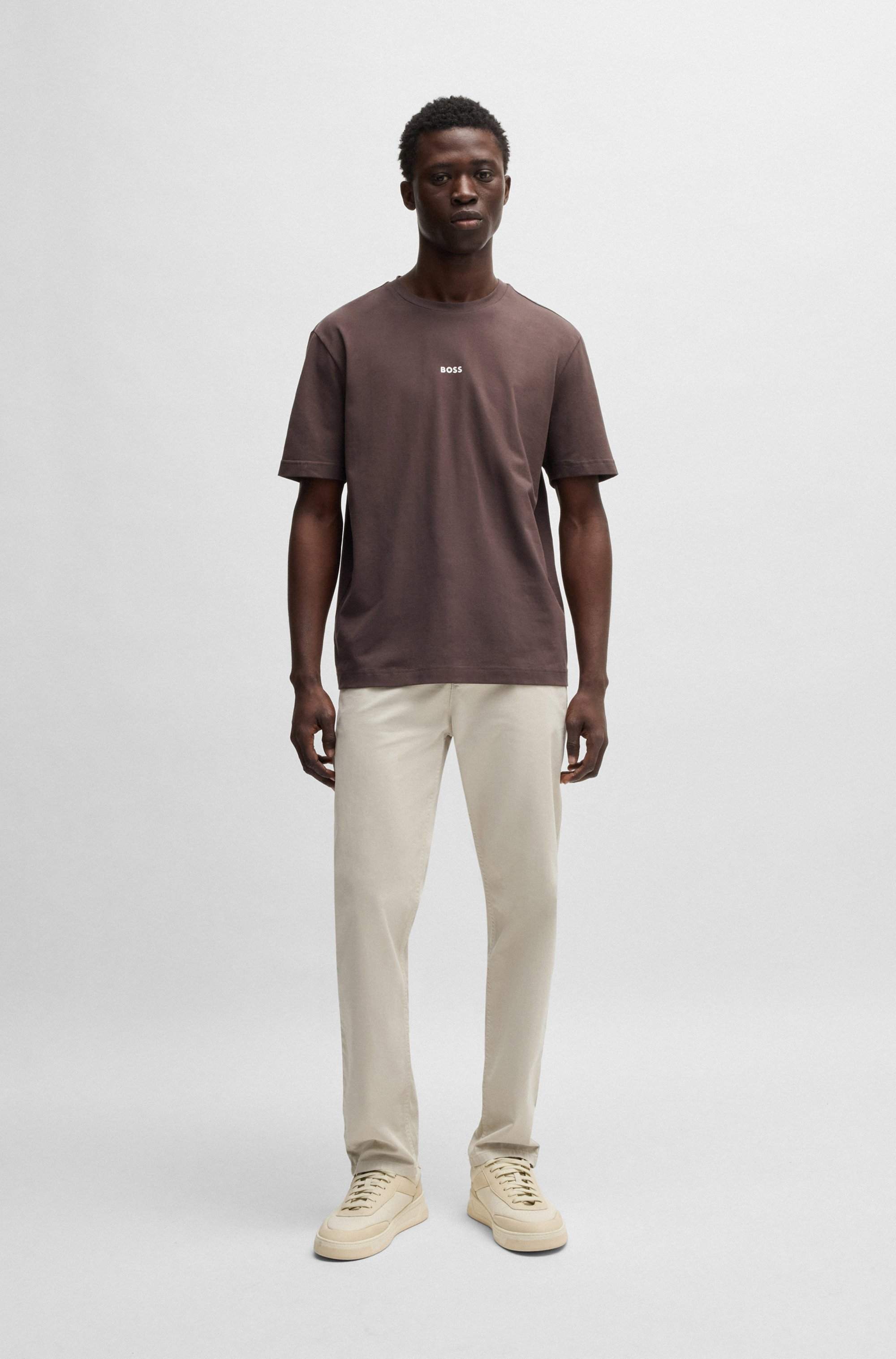 Tapered-fit chinos in stretch-cotton satin
