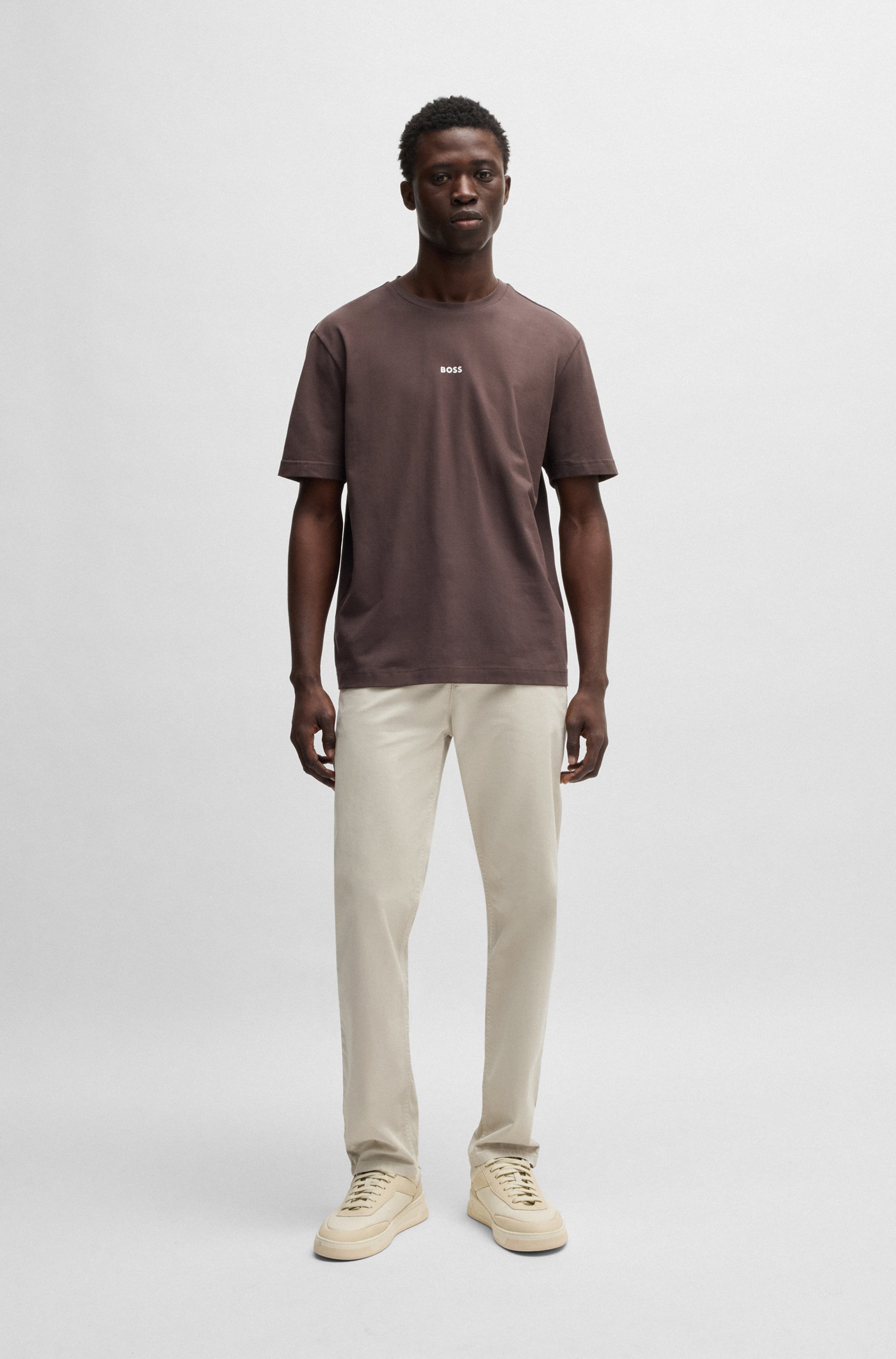 Tapered-fit chinos in stretch-cotton satin