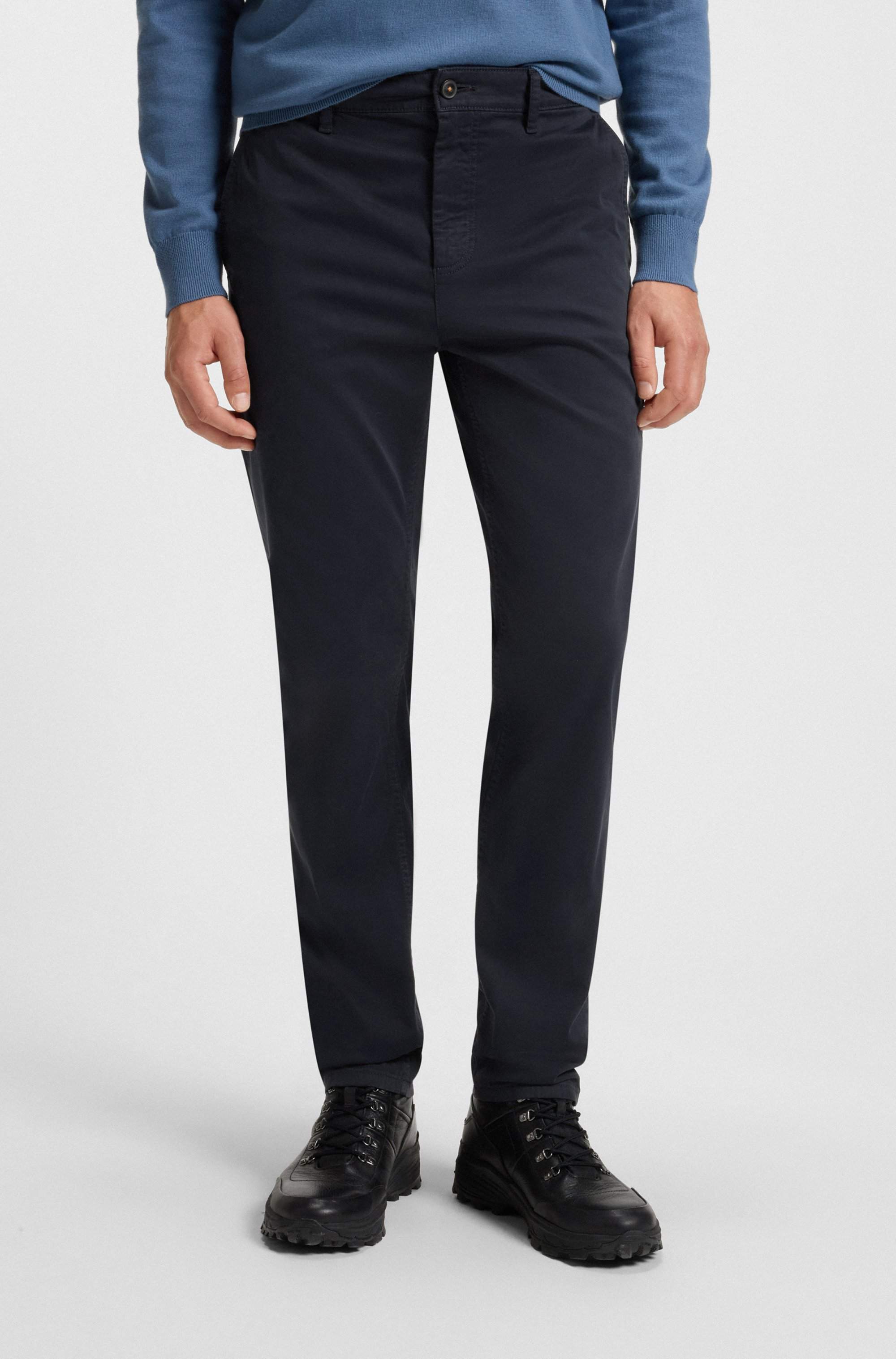 Tapered-fit chinos in stretch-cotton satin