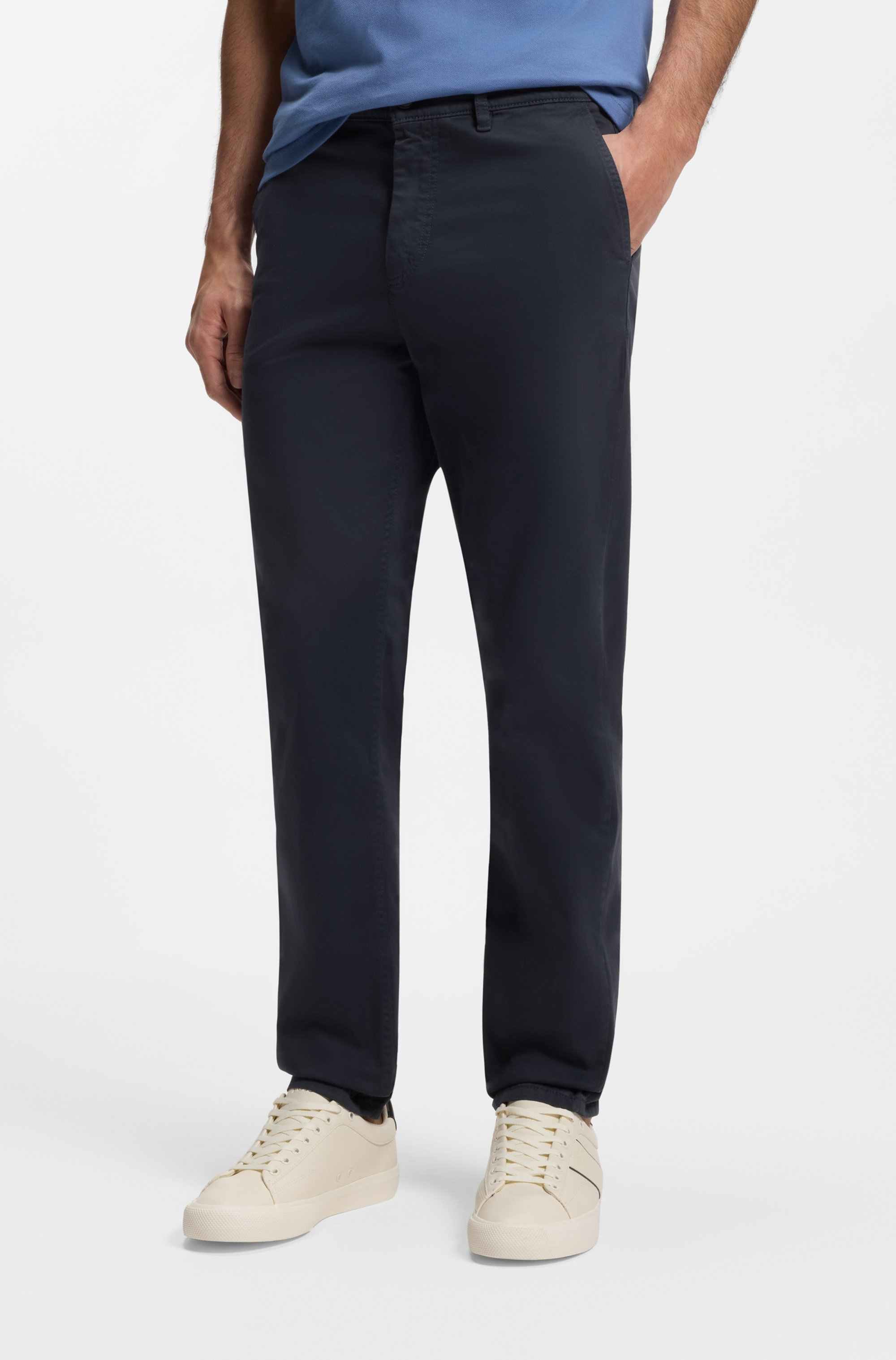 Tapered-fit chinos in stretch-cotton satin