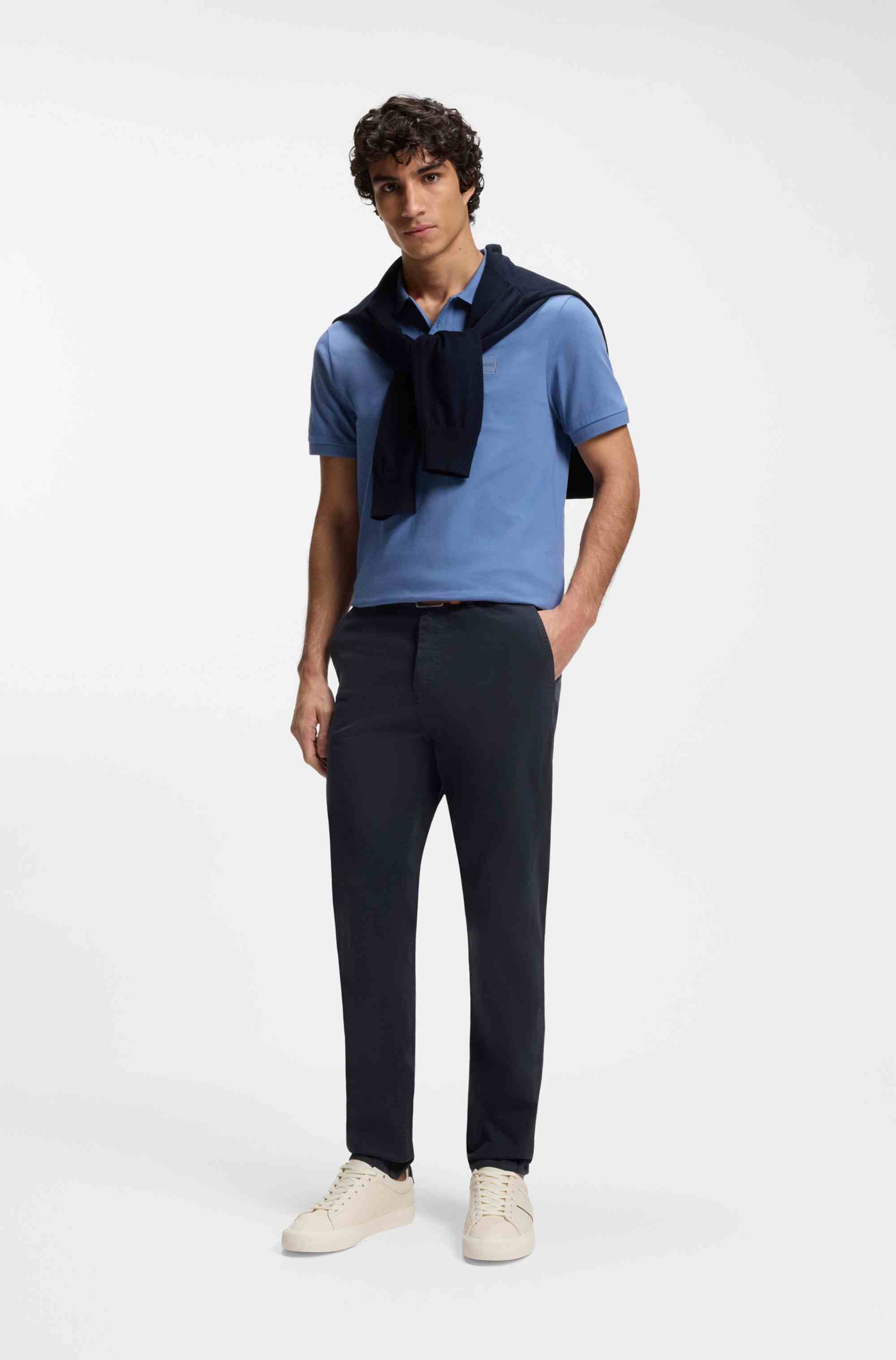 Tapered-fit chinos in stretch-cotton satin