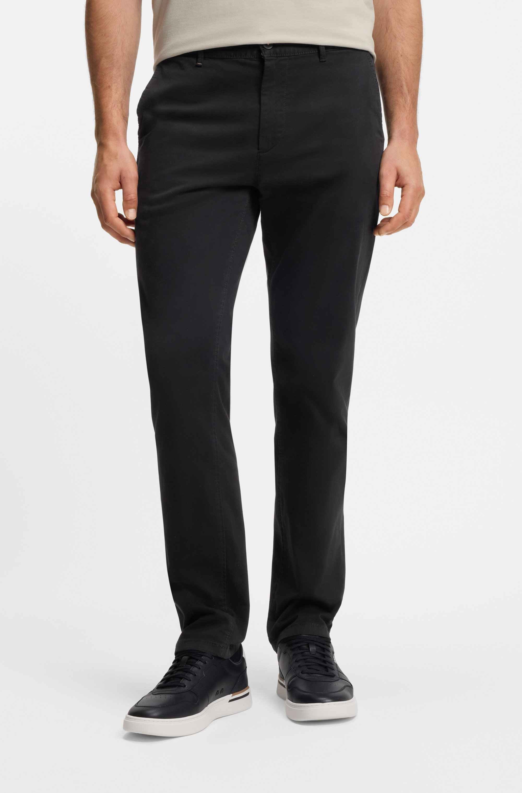 Slim-fit trousers in stretch-cotton satin