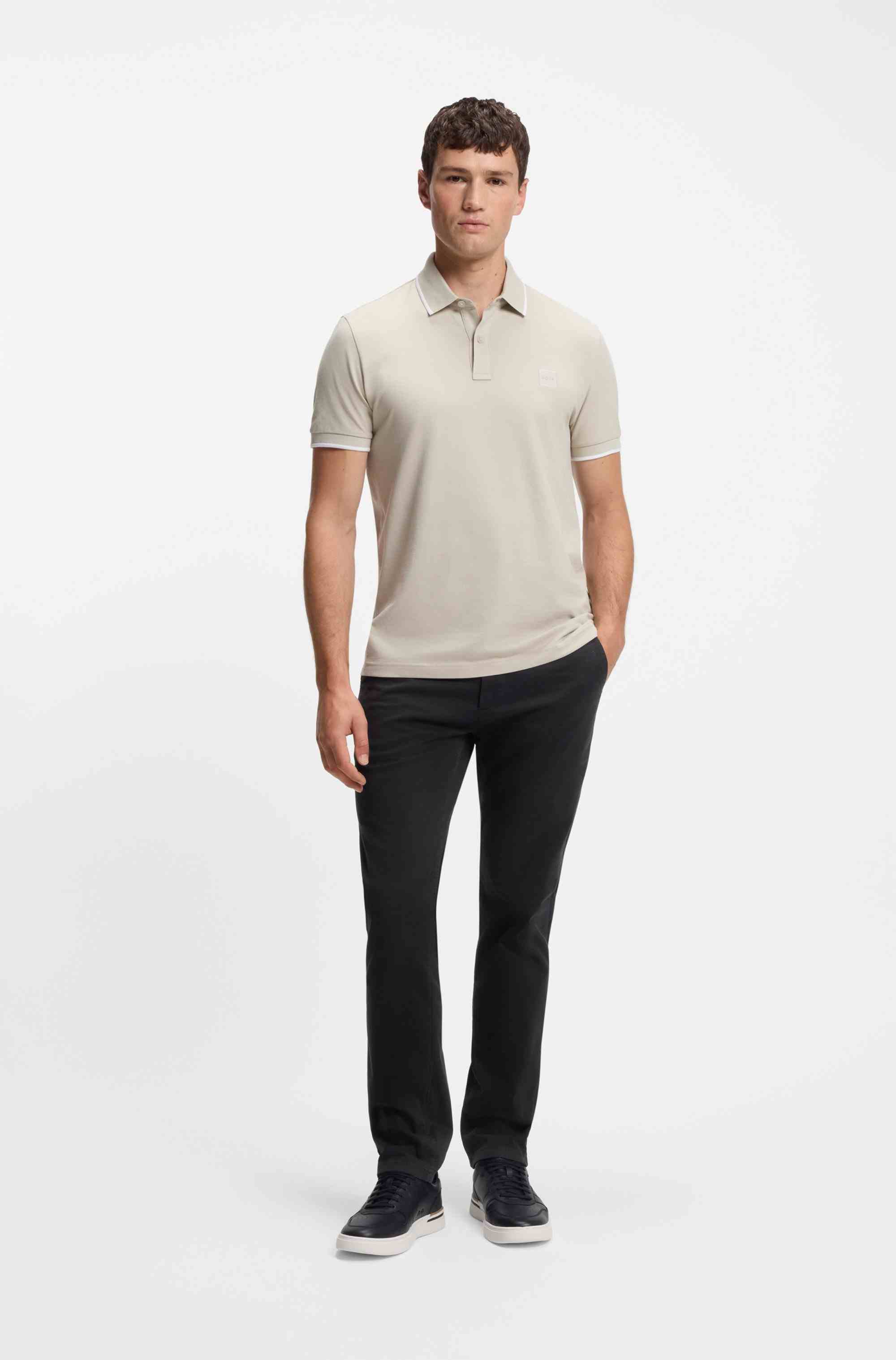 Slim-fit trousers in stretch-cotton satin
