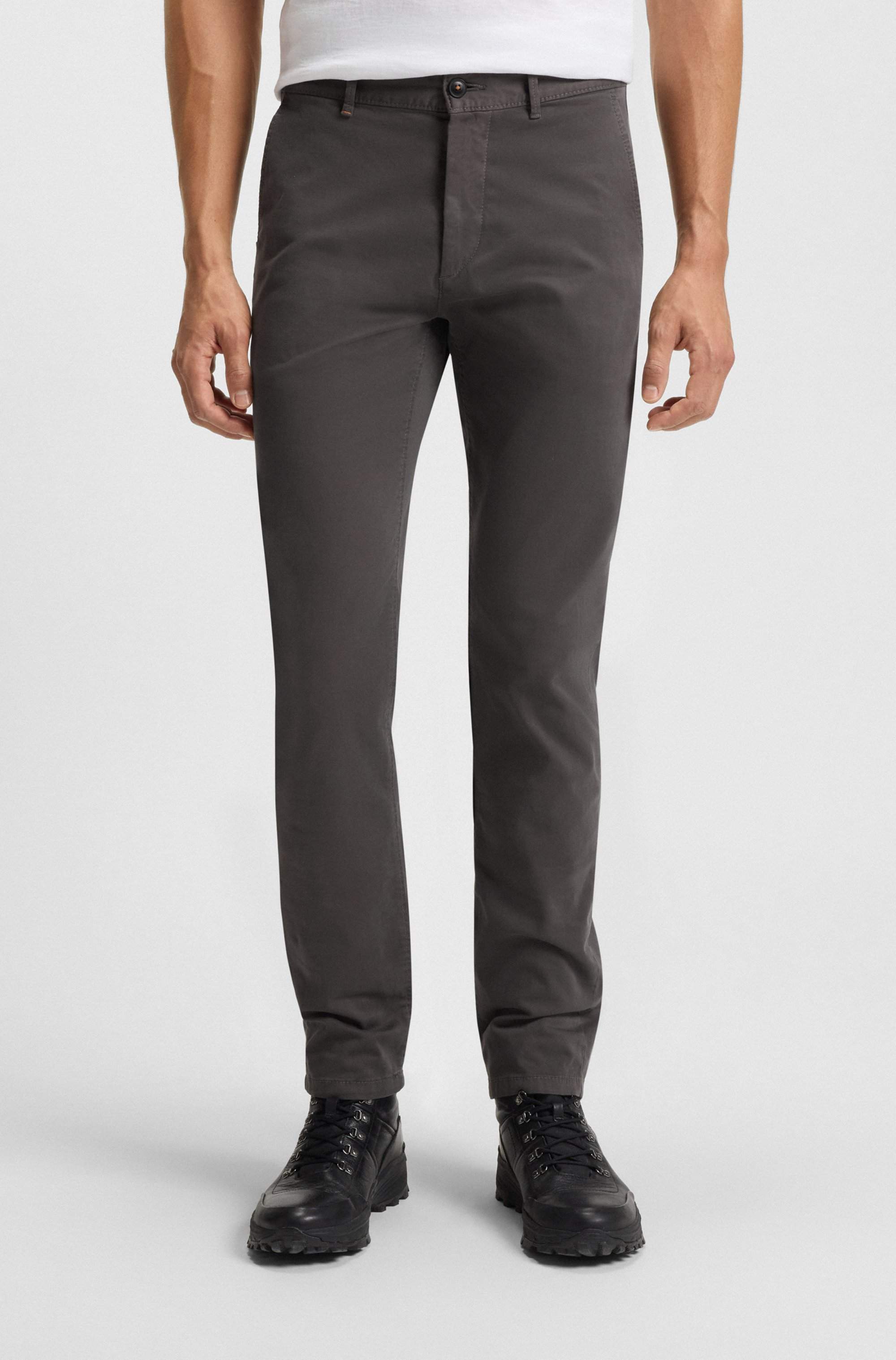 Slim-fit trousers in stretch-cotton satin