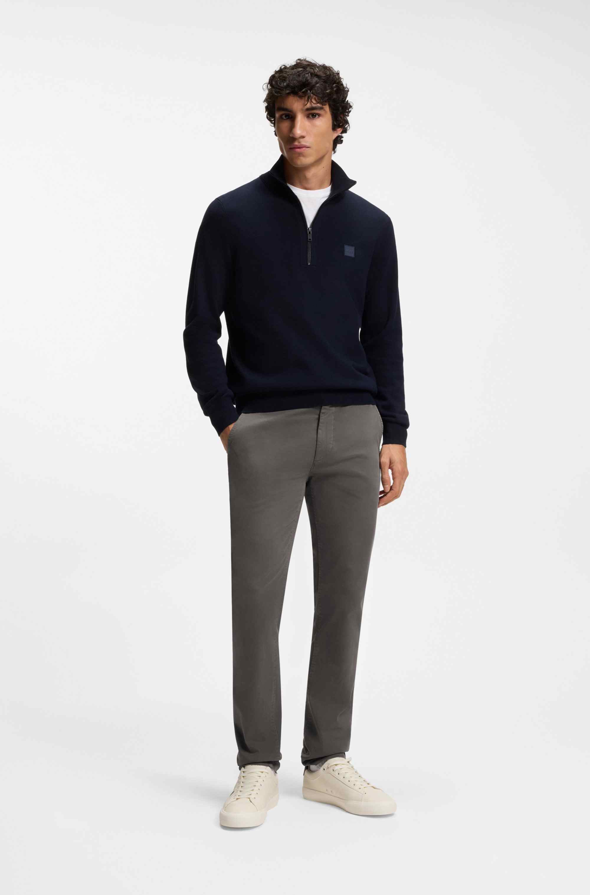 Slim-fit chinos in stretch-cotton satin