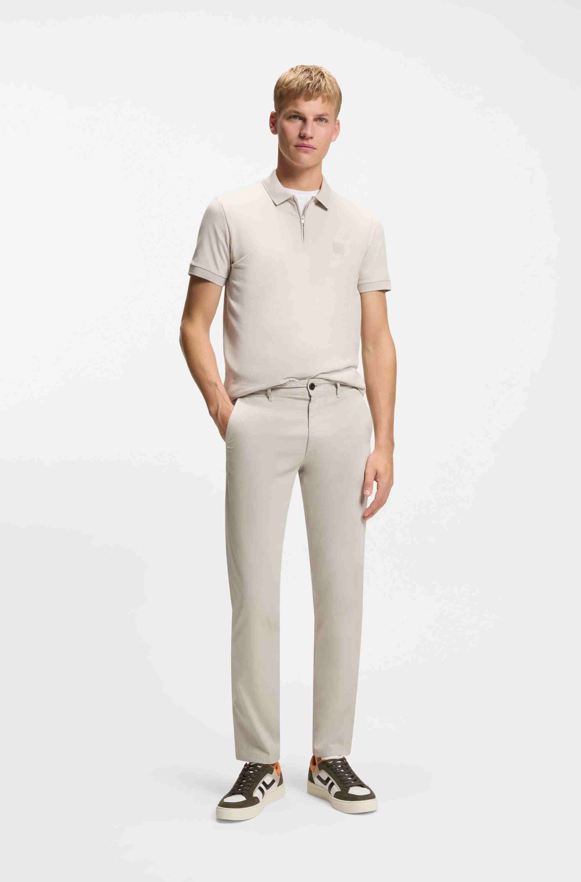 Slim-fit chinos in stretch-cotton satin