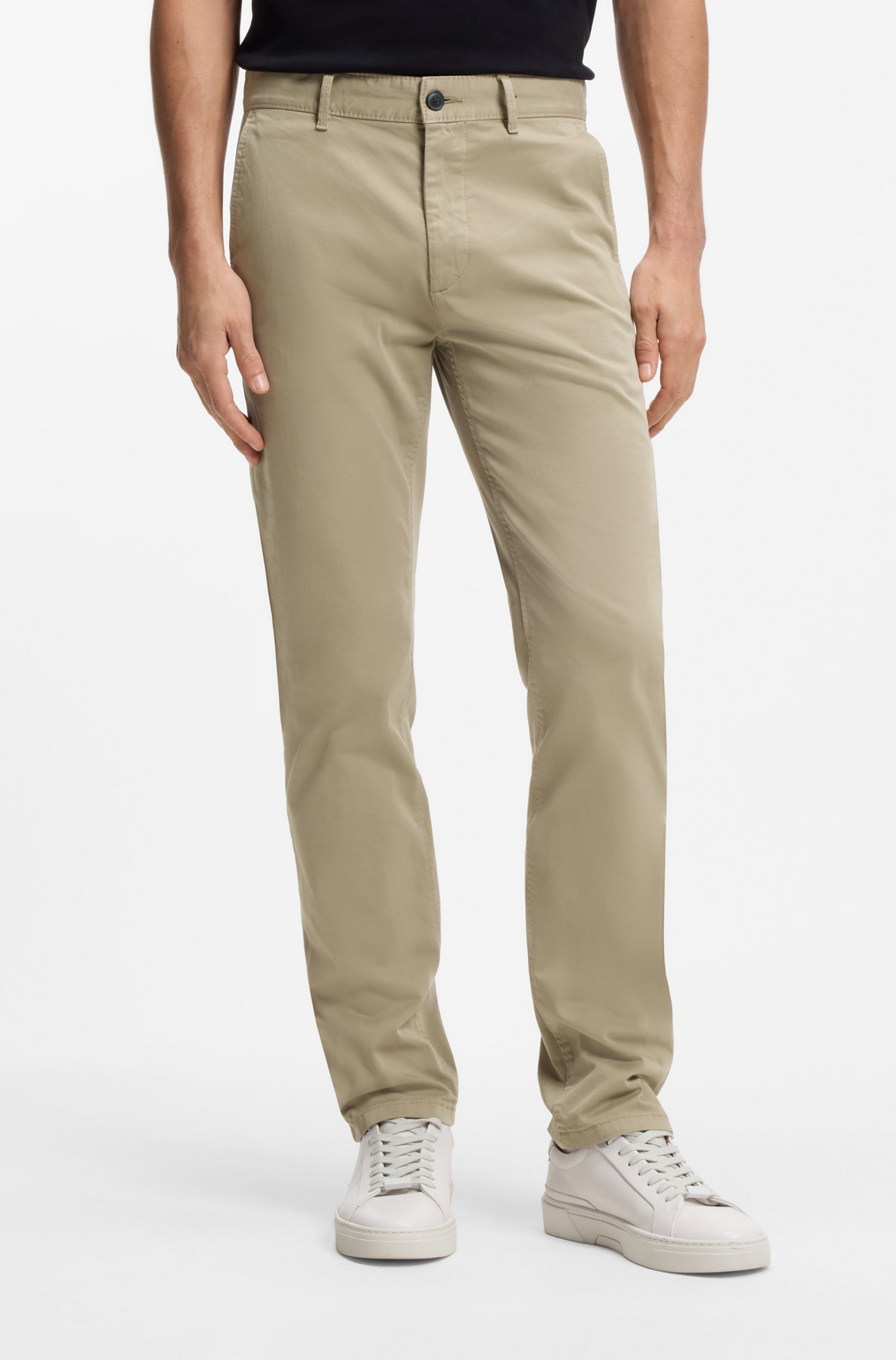 Slim-fit chinos in stretch-cotton satin