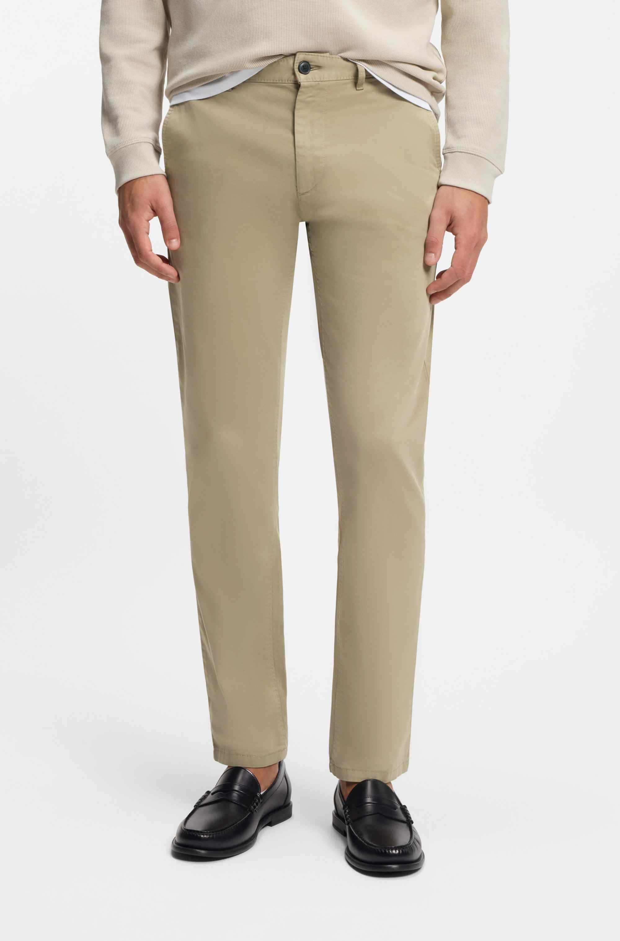 Slim-fit trousers in stretch-cotton satin