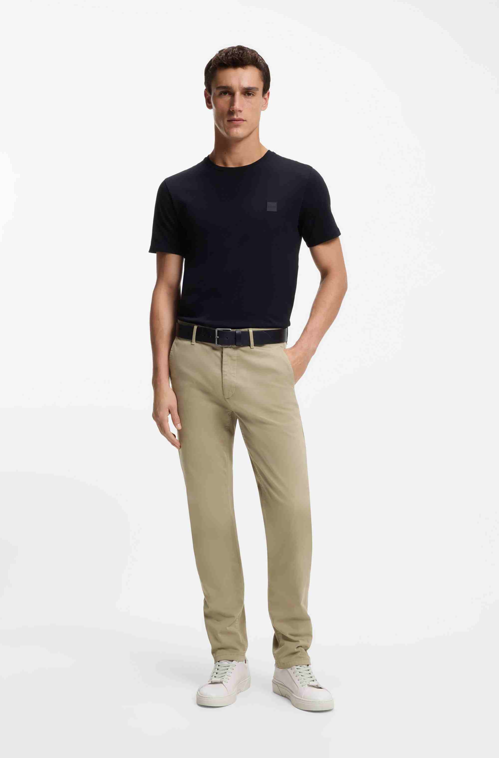 Slim-fit chinos in stretch-cotton satin
