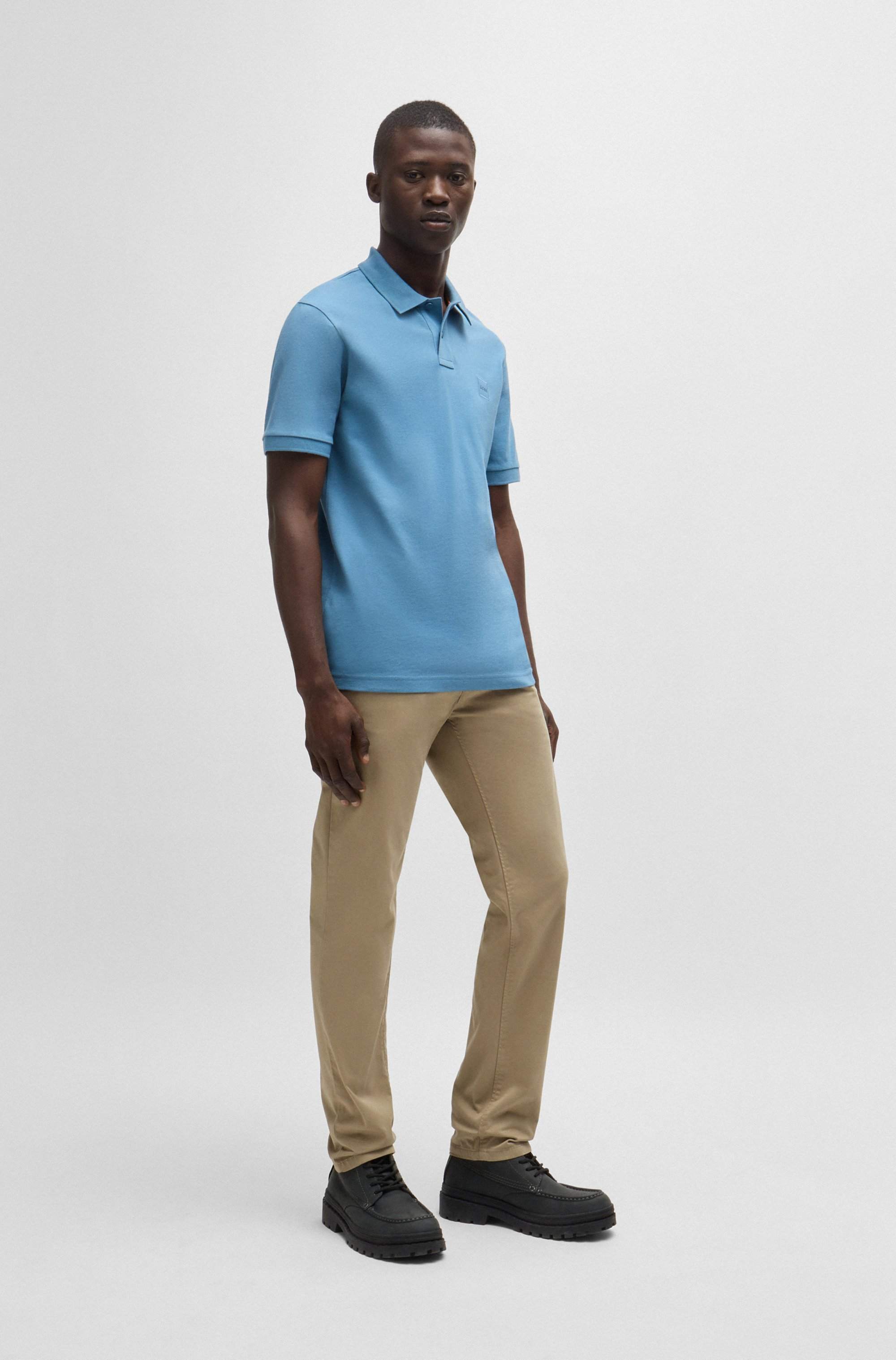 Slim-fit trousers in stretch-cotton satin