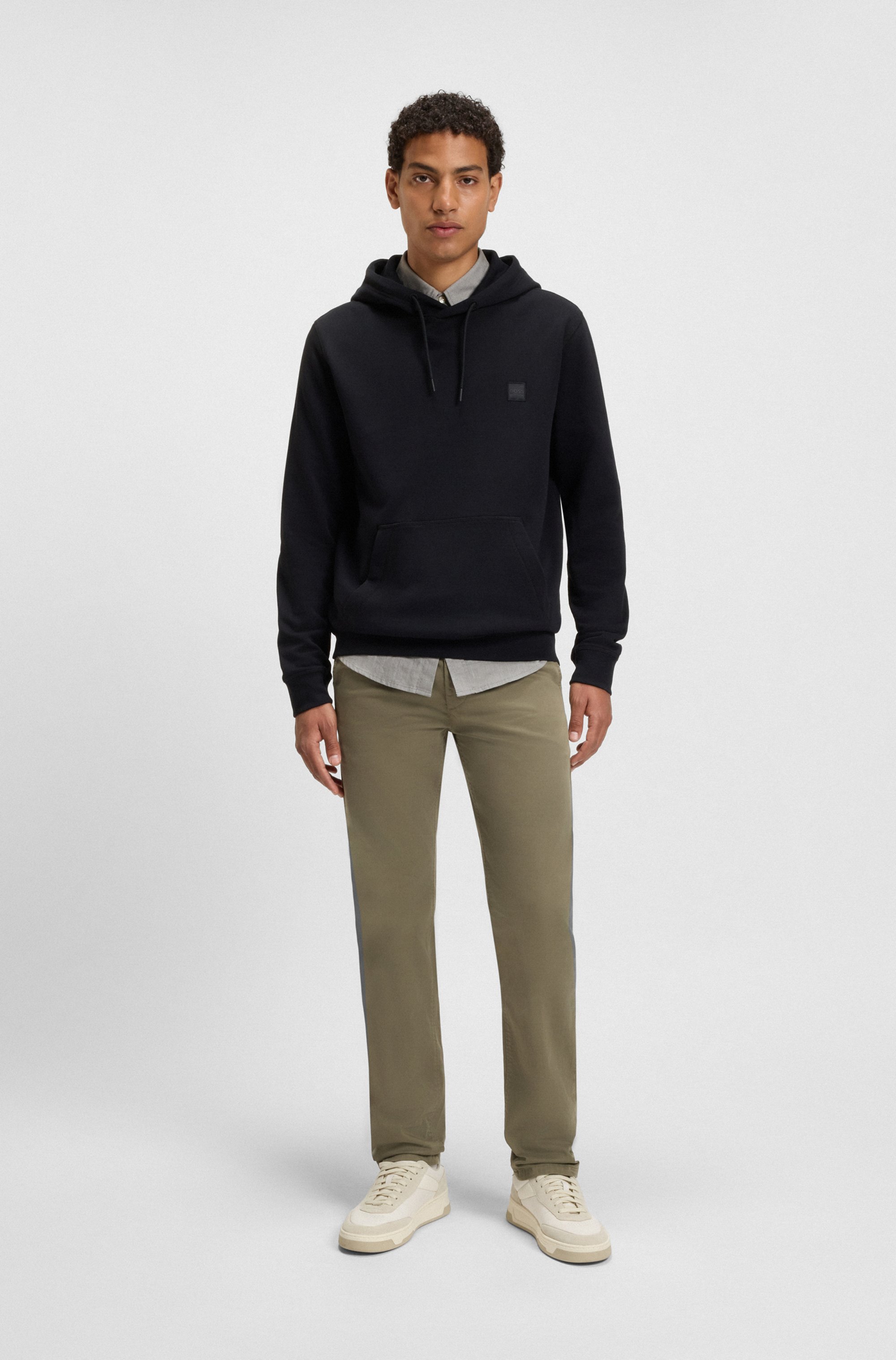 Slim-fit trousers in stretch-cotton satin