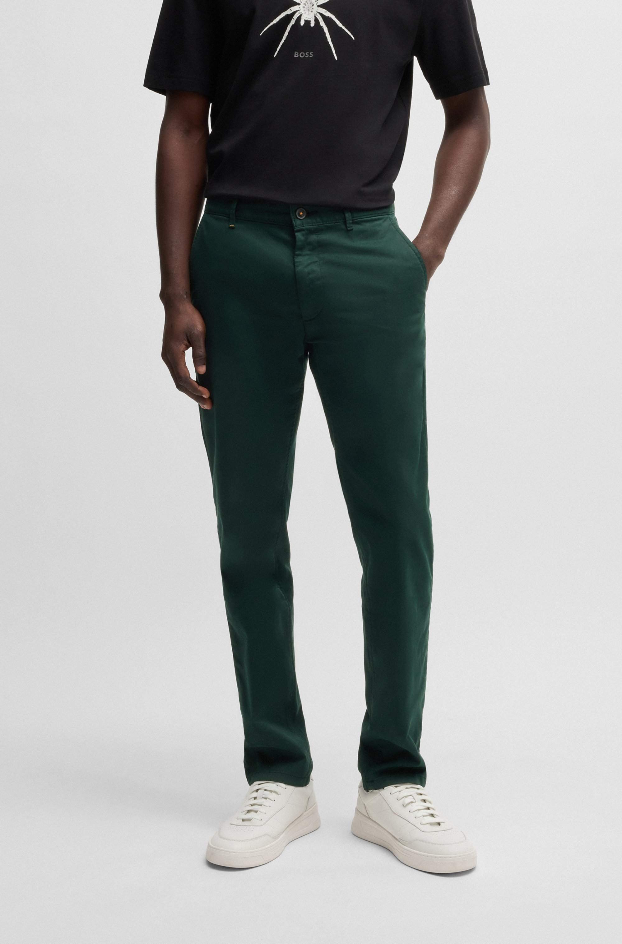 Slim-fit chinos in stretch-cotton satin