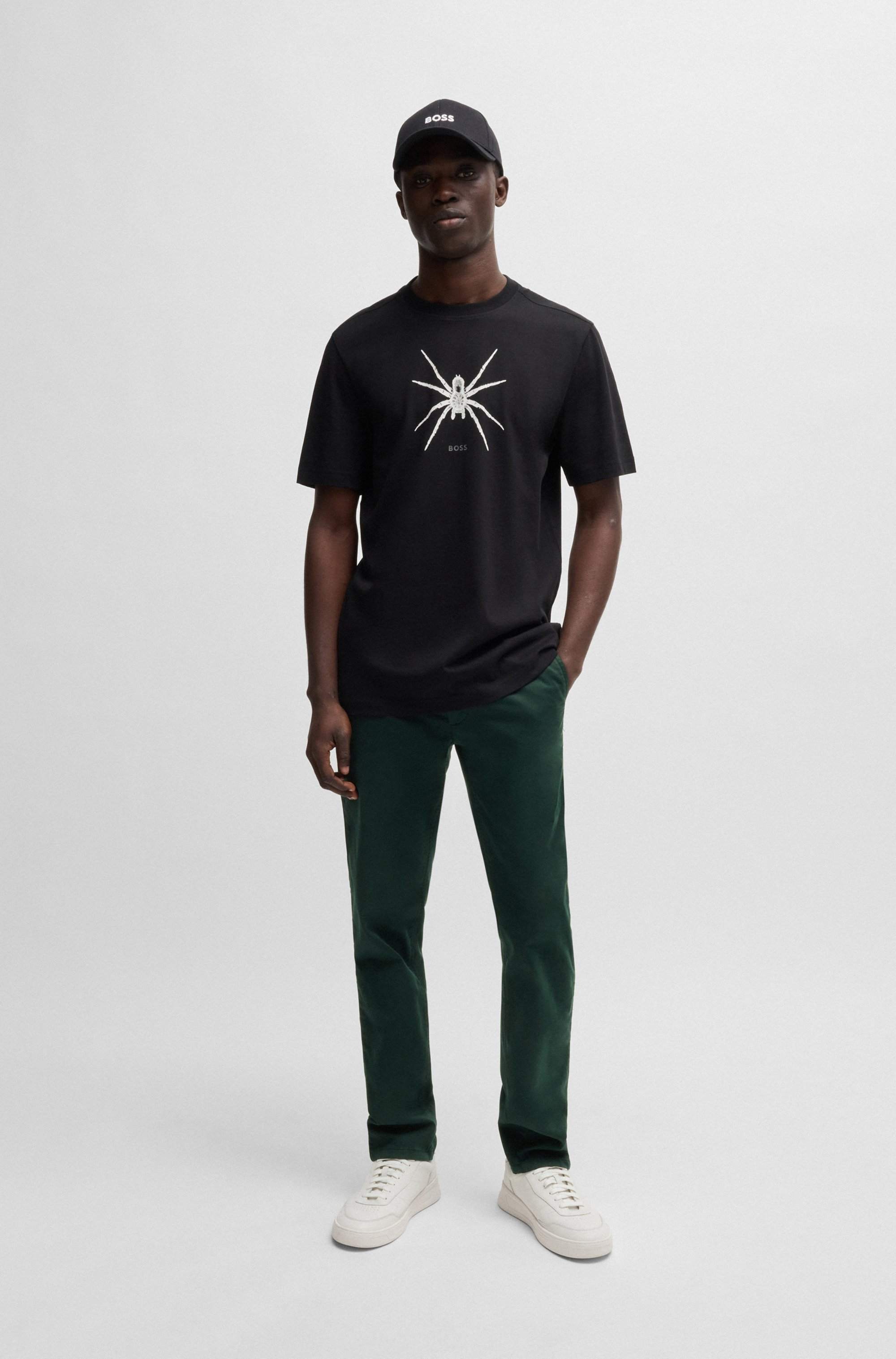 Slim-fit trousers in stretch-cotton satin