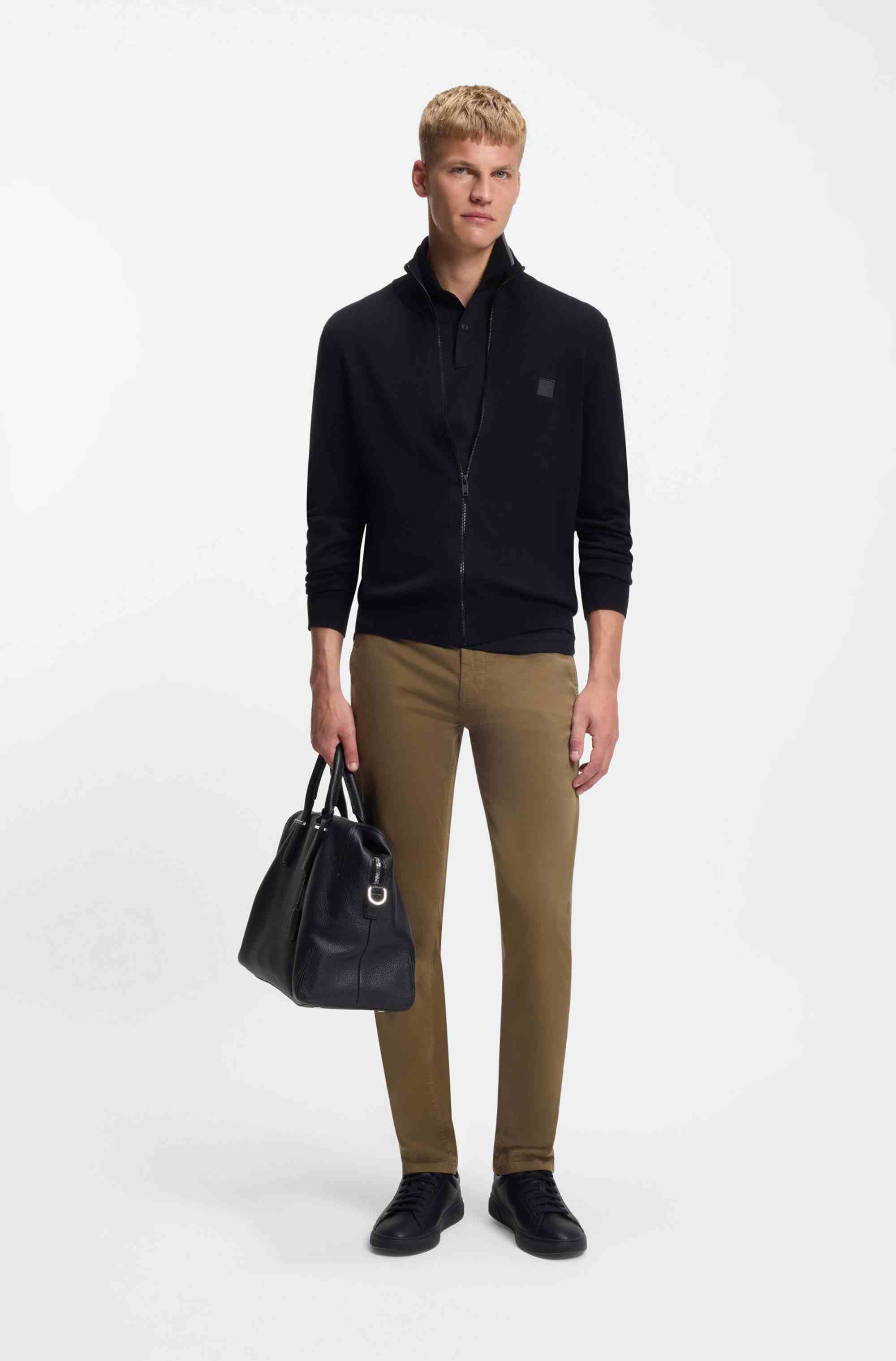 Slim-fit chinos in stretch-cotton satin