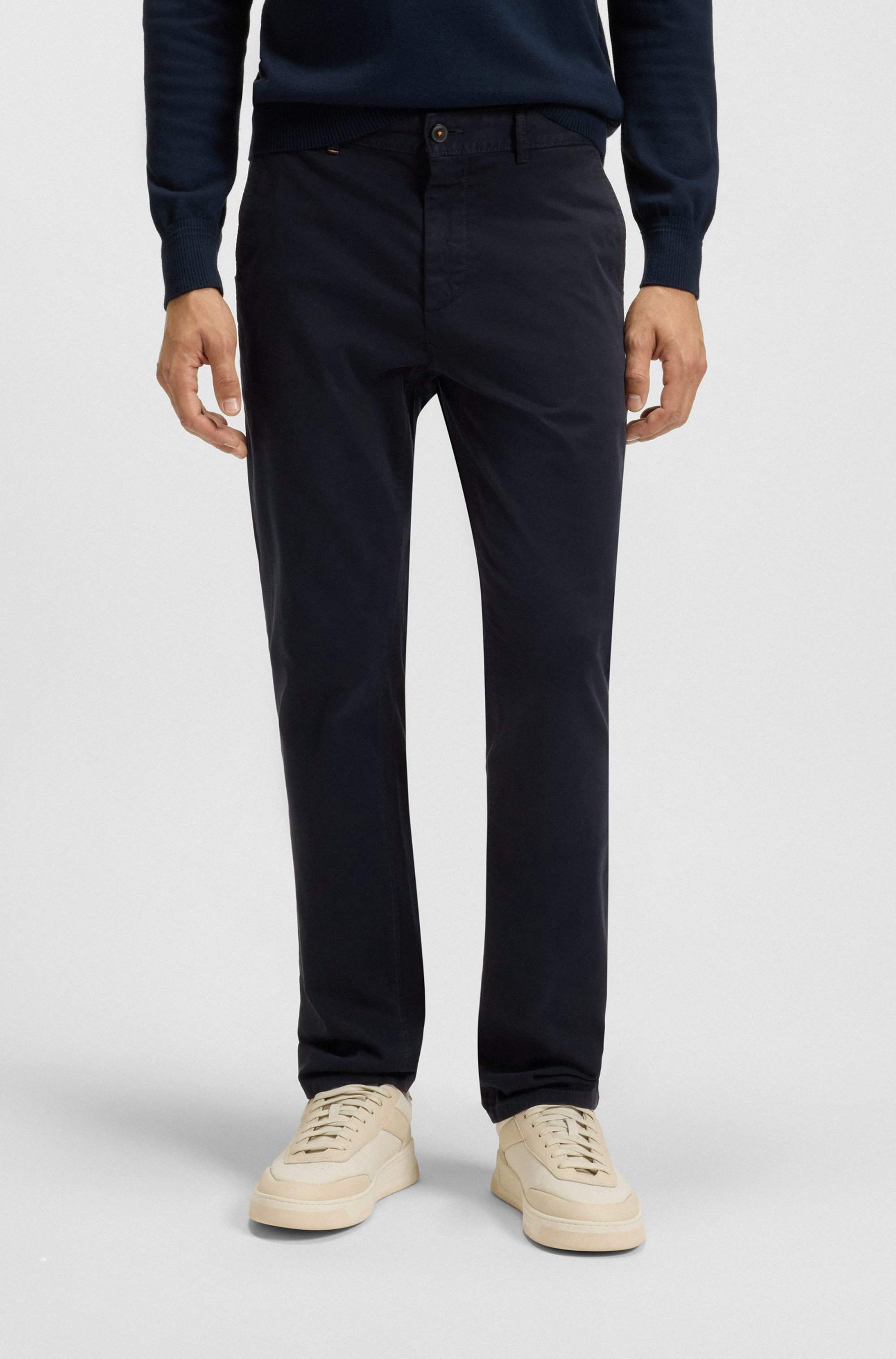 Slim-fit chinos in stretch-cotton satin