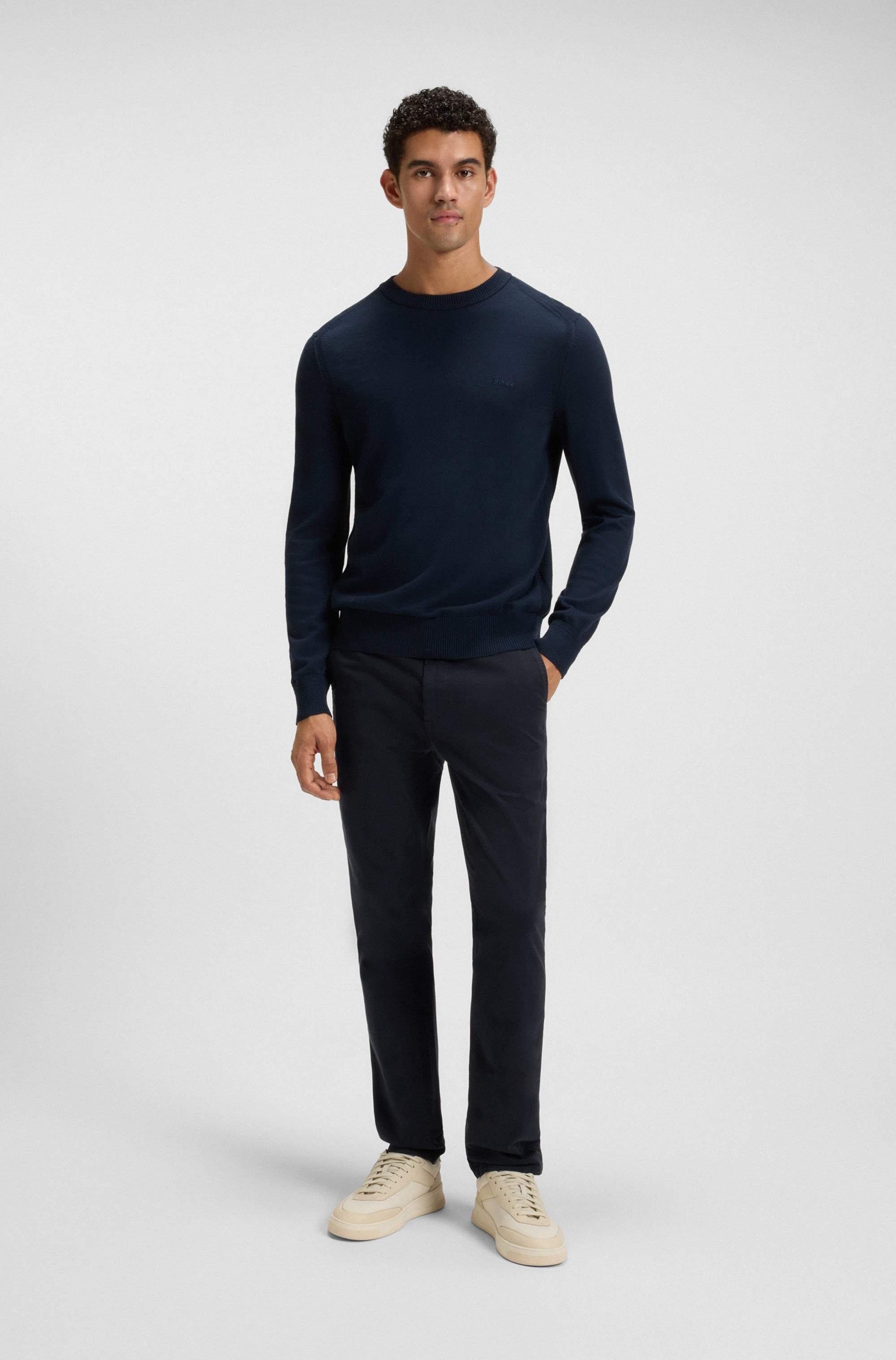 Slim-fit trousers in stretch-cotton satin