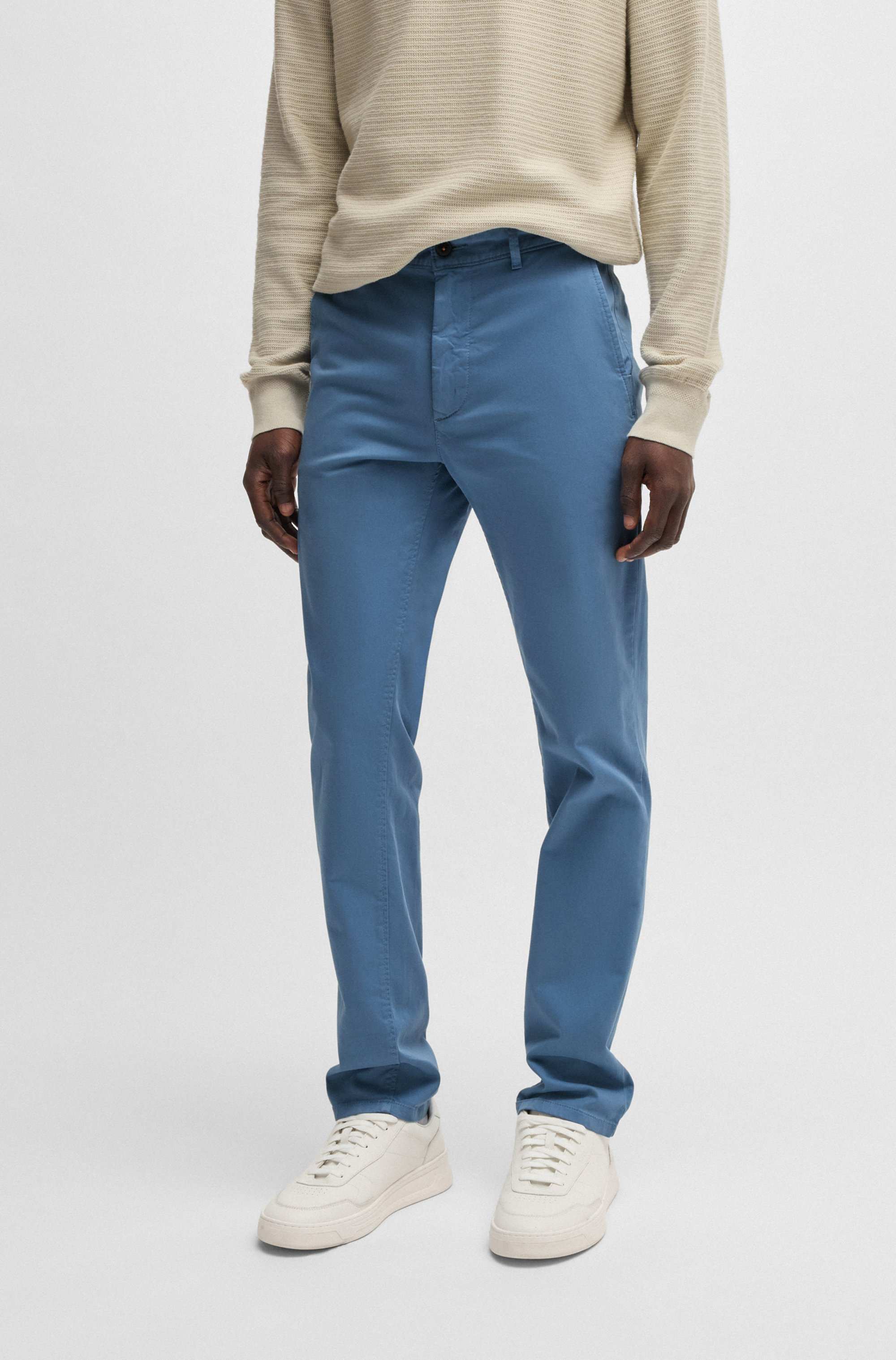Slim-fit trousers in stretch-cotton satin
