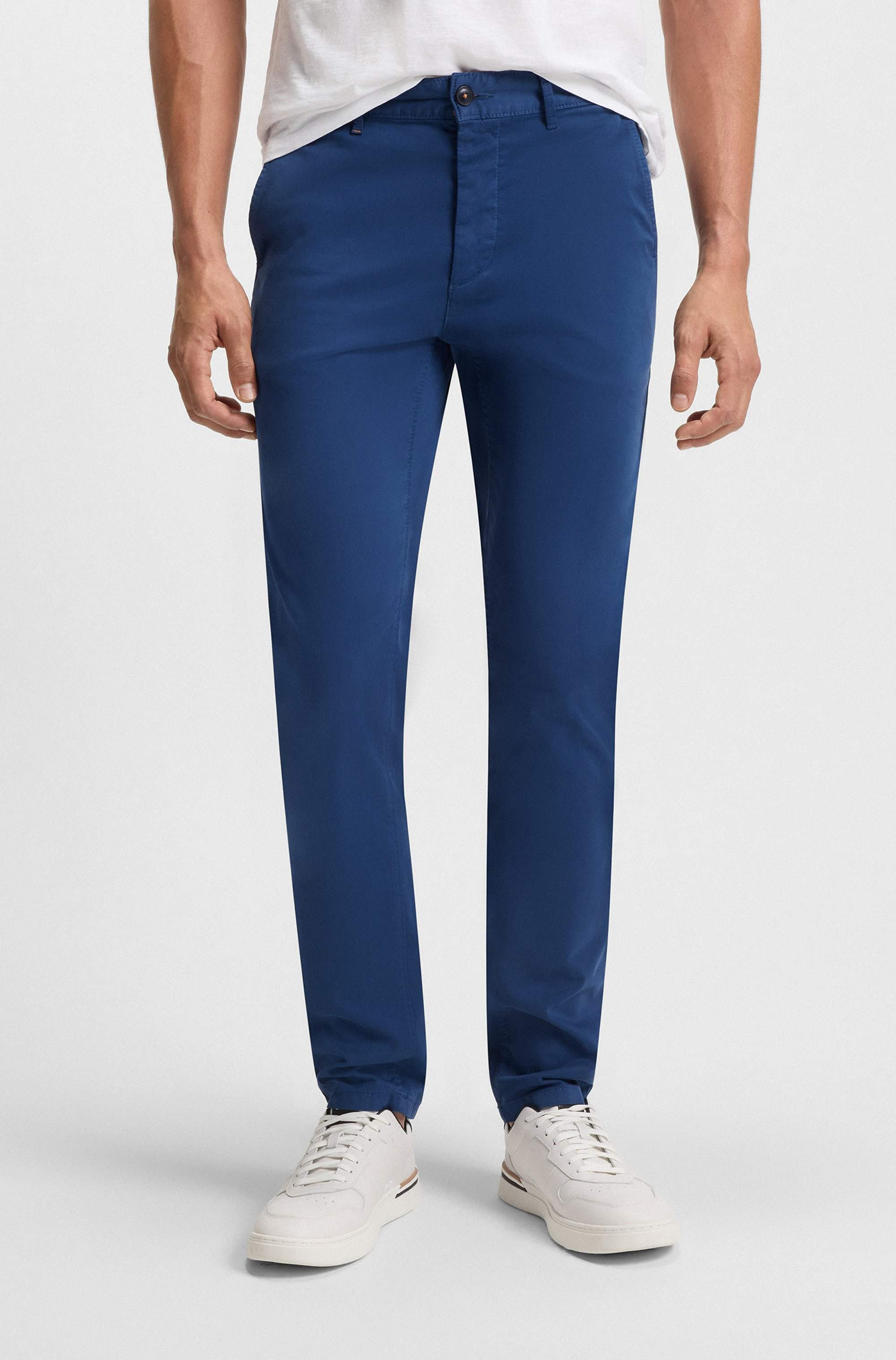 Slim-fit trousers in stretch-cotton satin