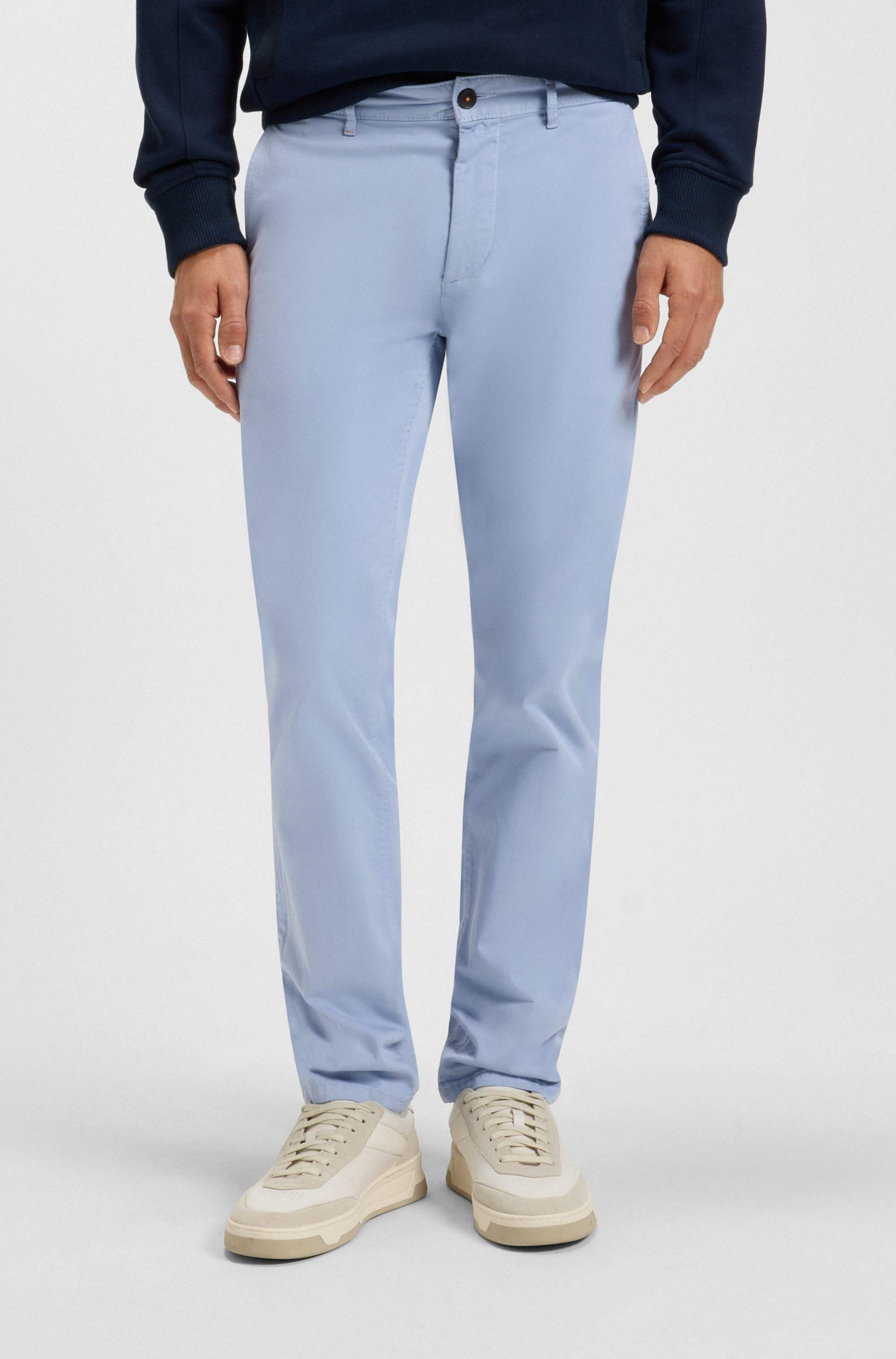 Slim-fit trousers in stretch-cotton satin