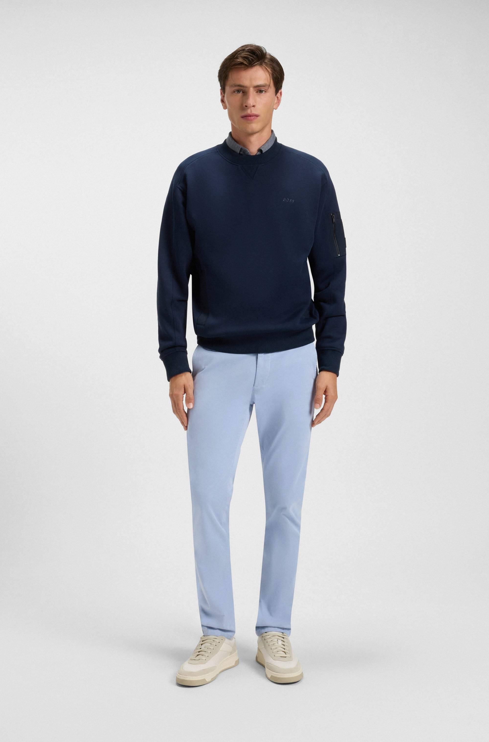 Slim-fit chinos in stretch-cotton satin