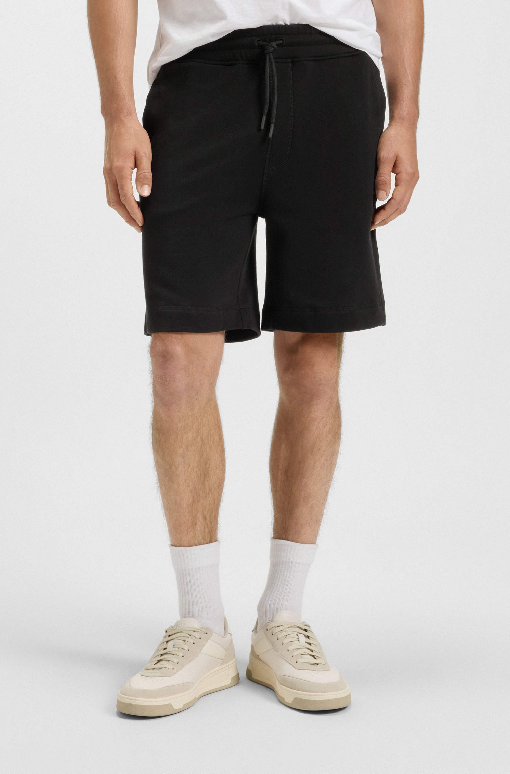 Cotton-terry shorts with logo patch