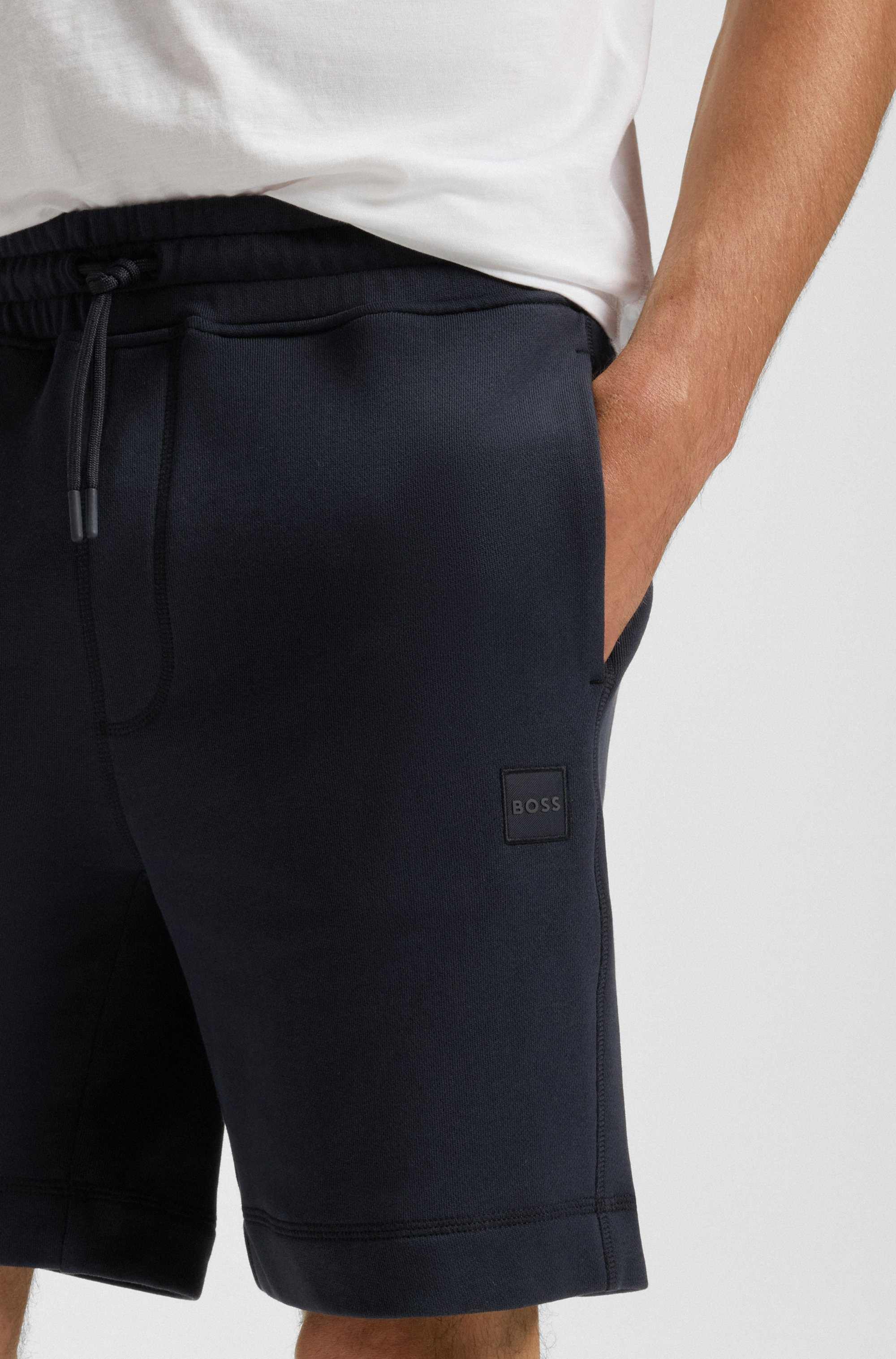 Cotton-terry shorts with logo patch