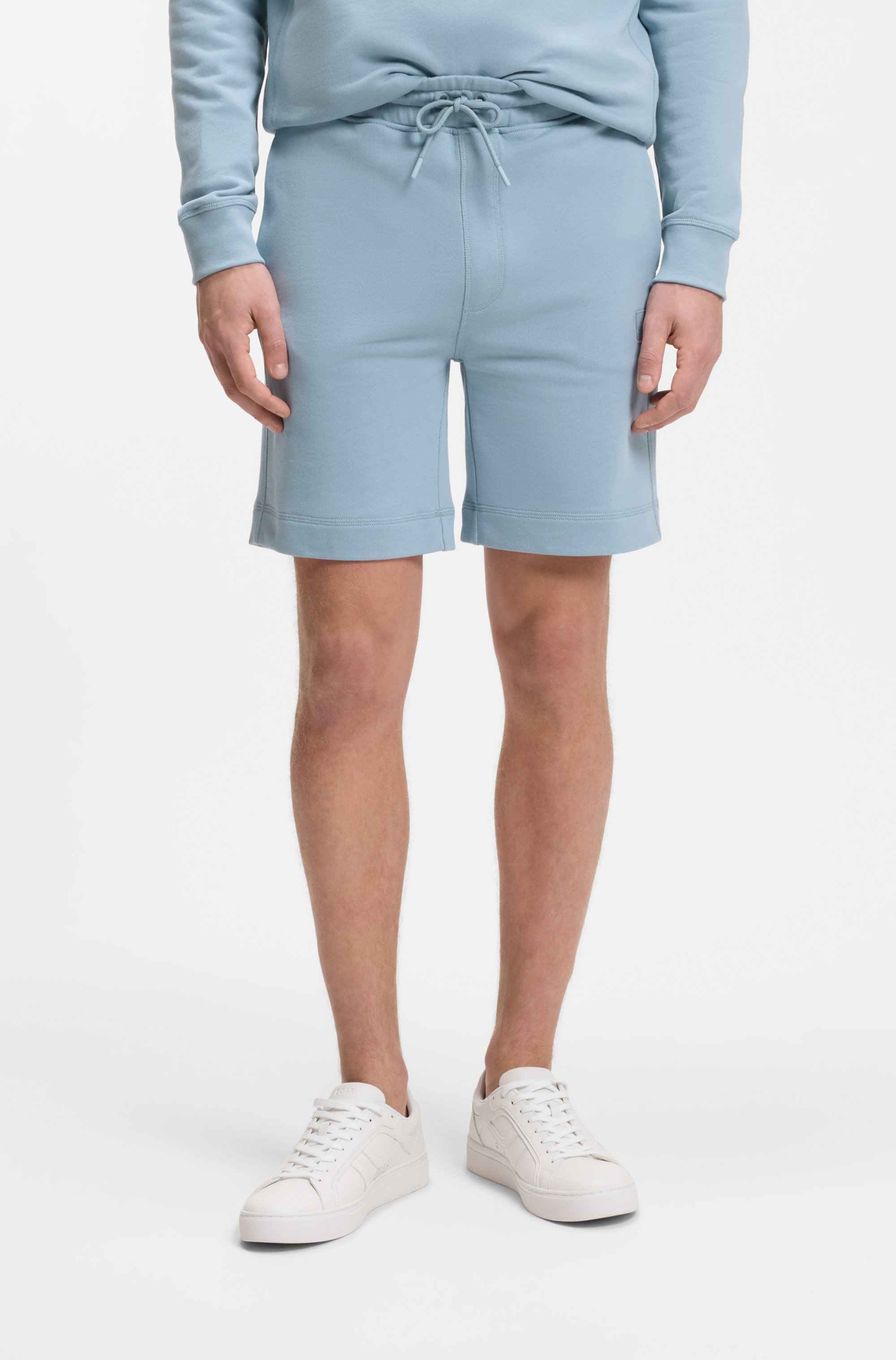 Cotton-terry shorts with logo patch