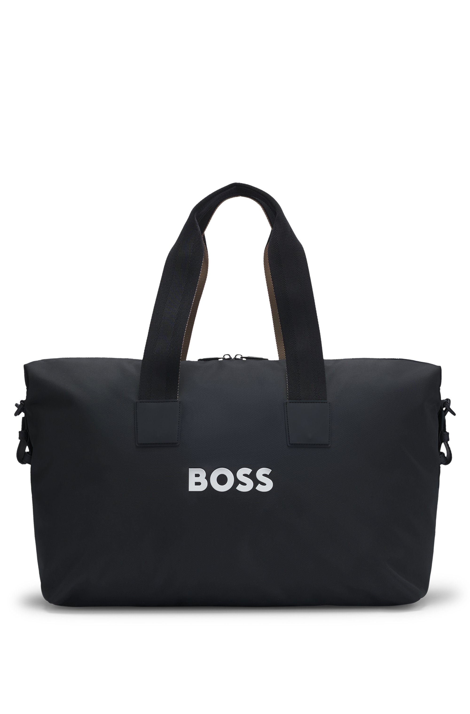 Contrast-logo holdall with detachable strap