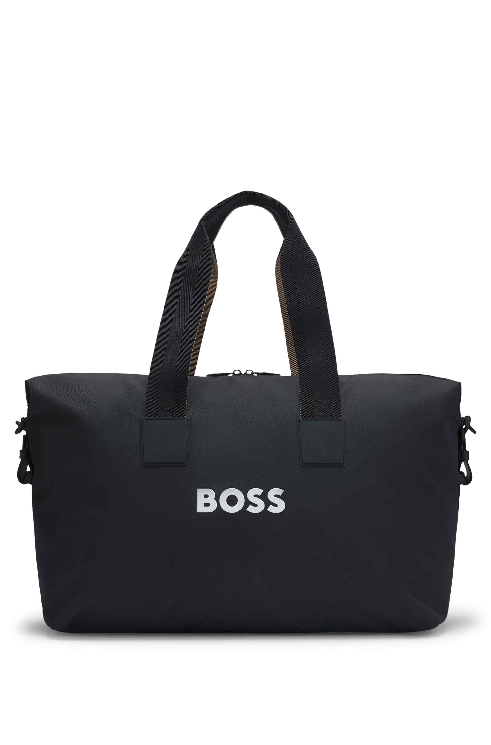 Contrast-logo holdall with detachable strap