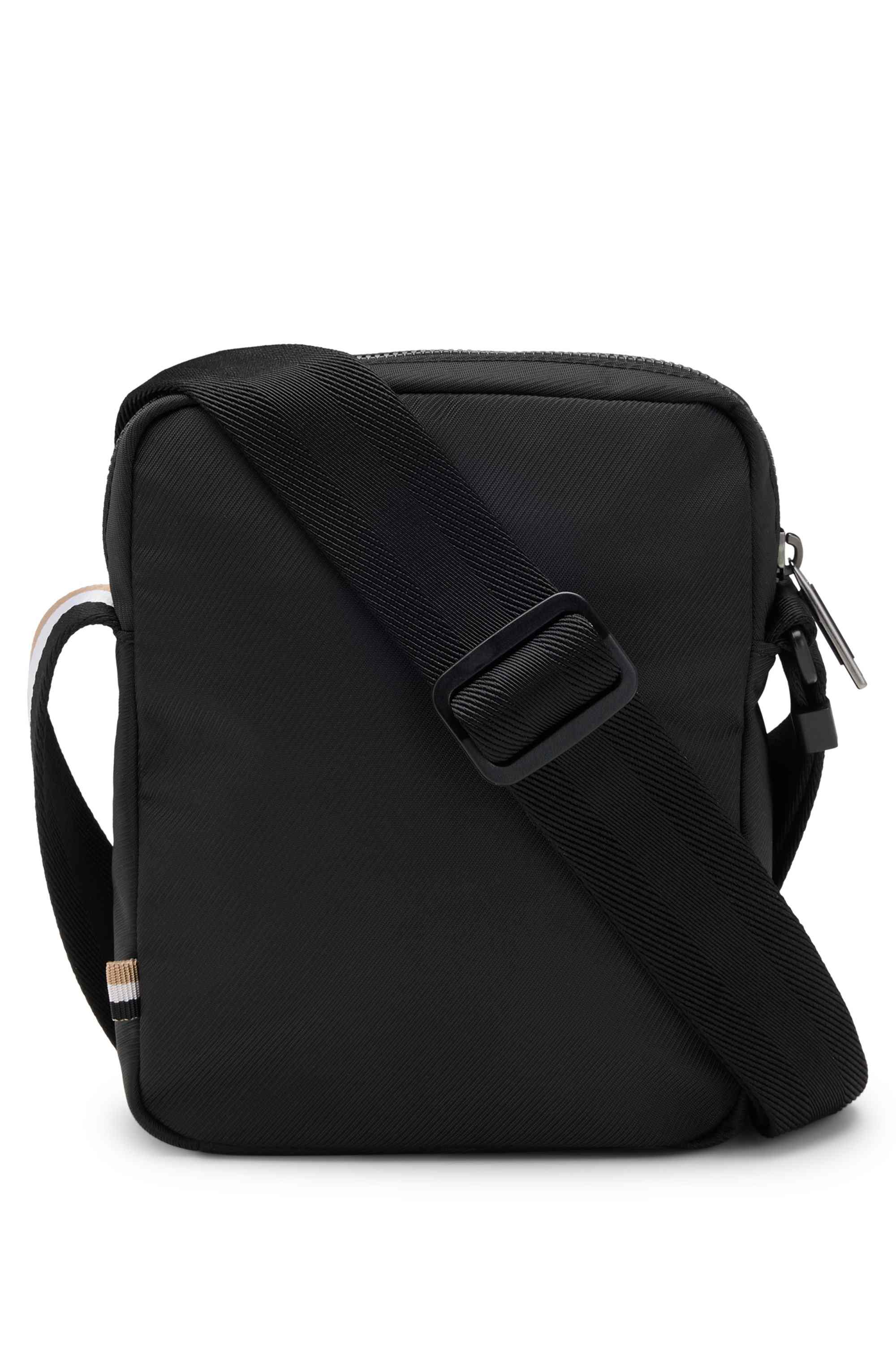 Crossbody bag with contrast logo and signature-stripe strap