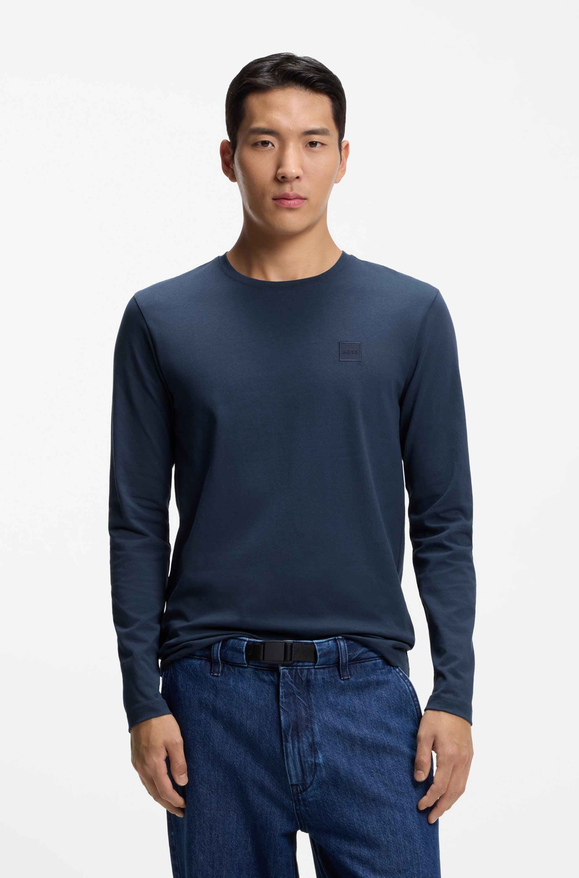 Cotton-jersey T-shirt with logo patch