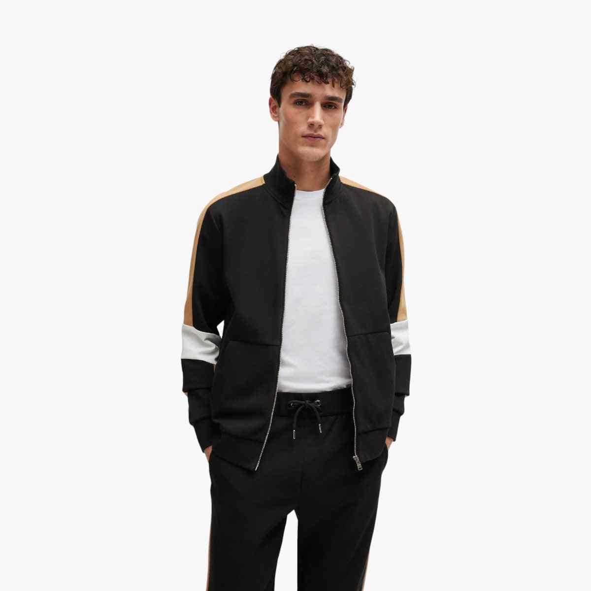Cotton-Blend Zip-Up Sweatshirt With Colour-Blocking